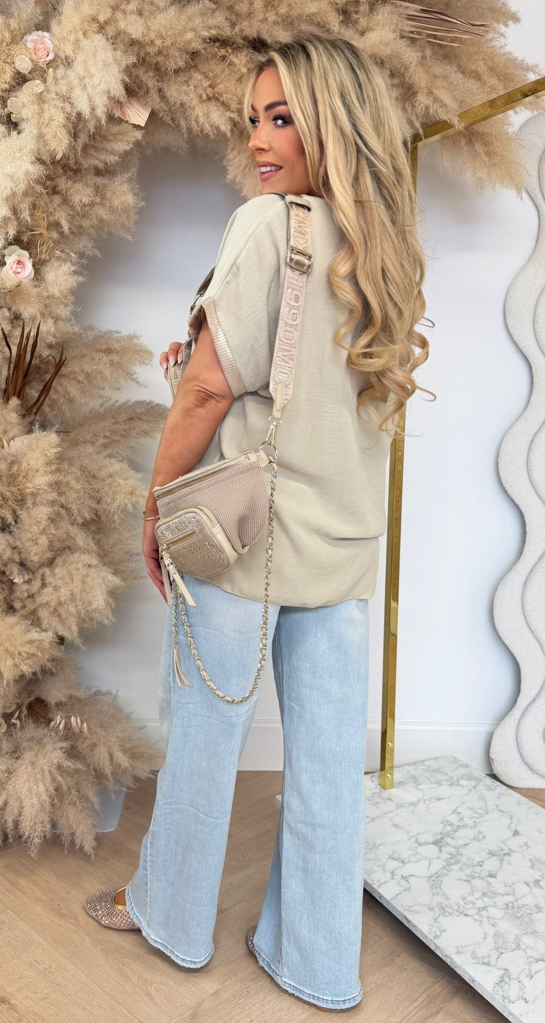 CLAIRE GOLDY V TOP BEIGE