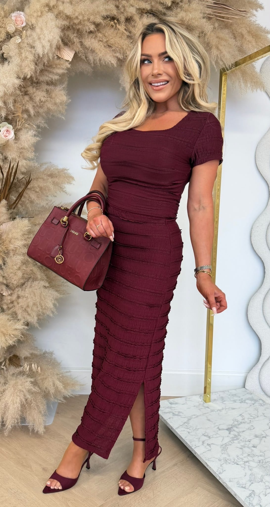 GINY CUTE RUFFLES SET BORDEAUX
