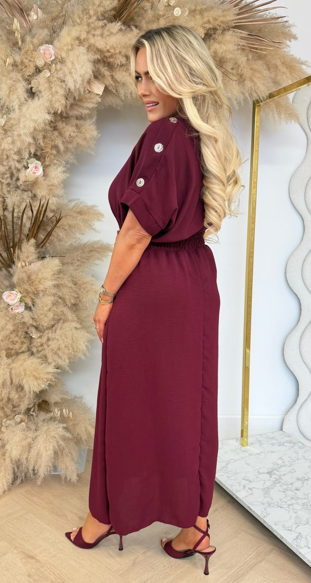 BUTTON POCKET DRESS WINE