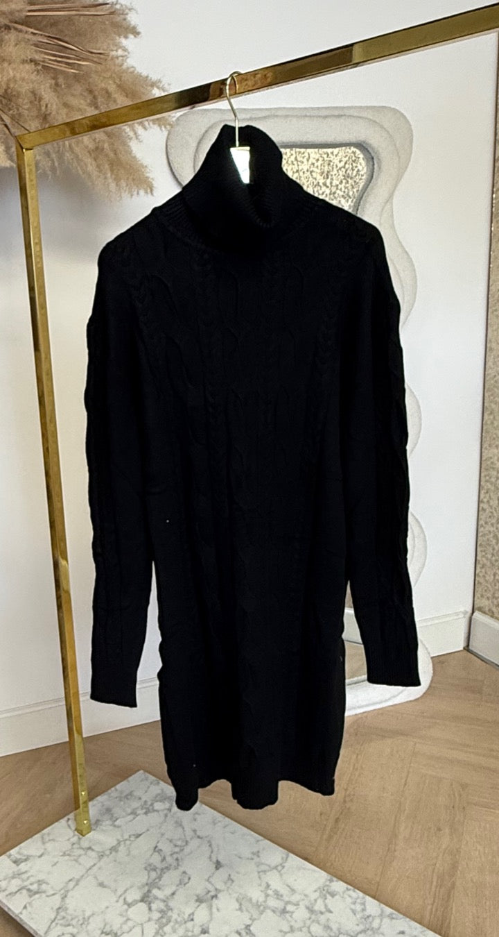 KNITTED KOL DRESS 9984 BLACK