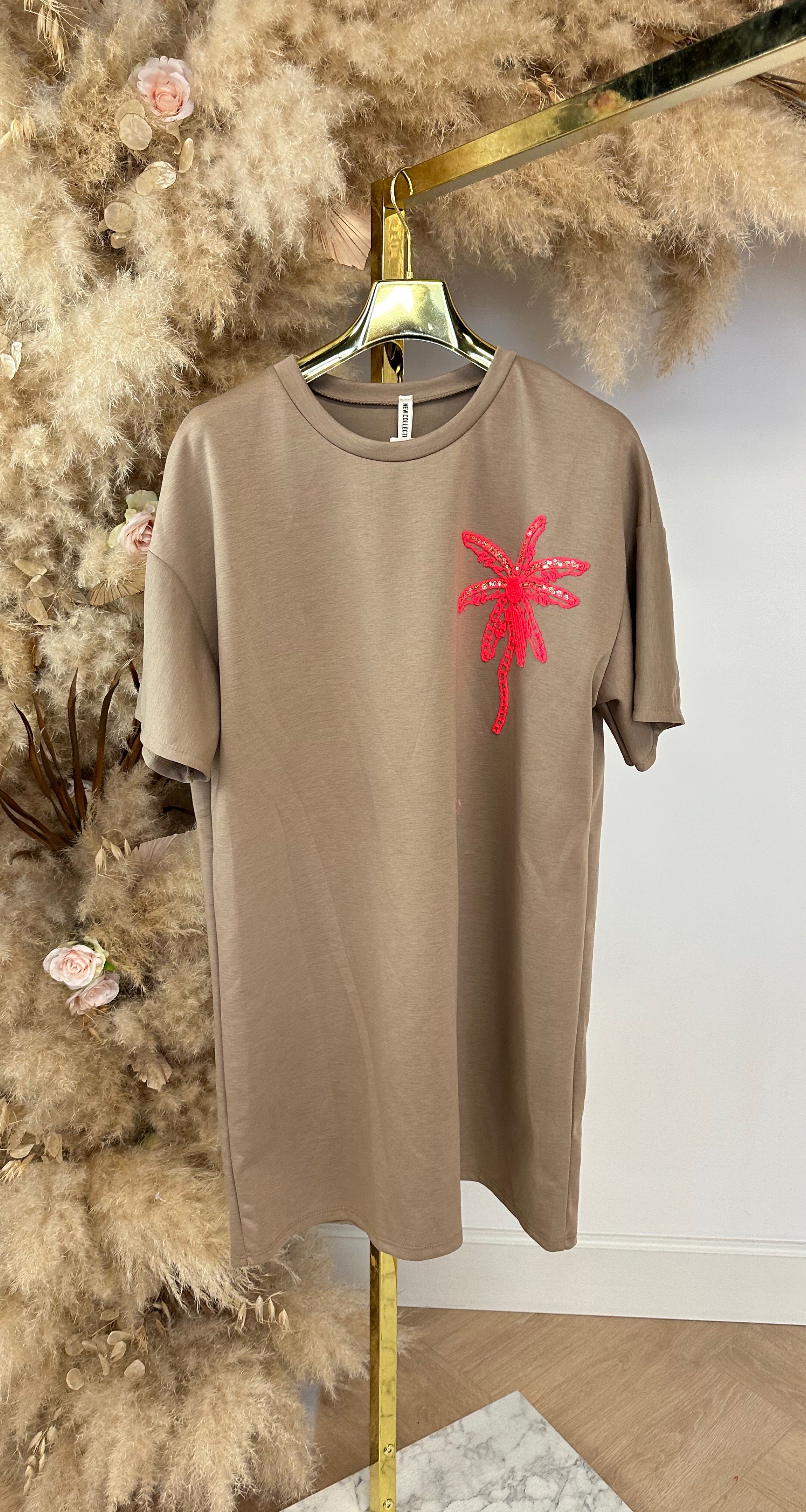 PALM TEE DRESS TAUPE