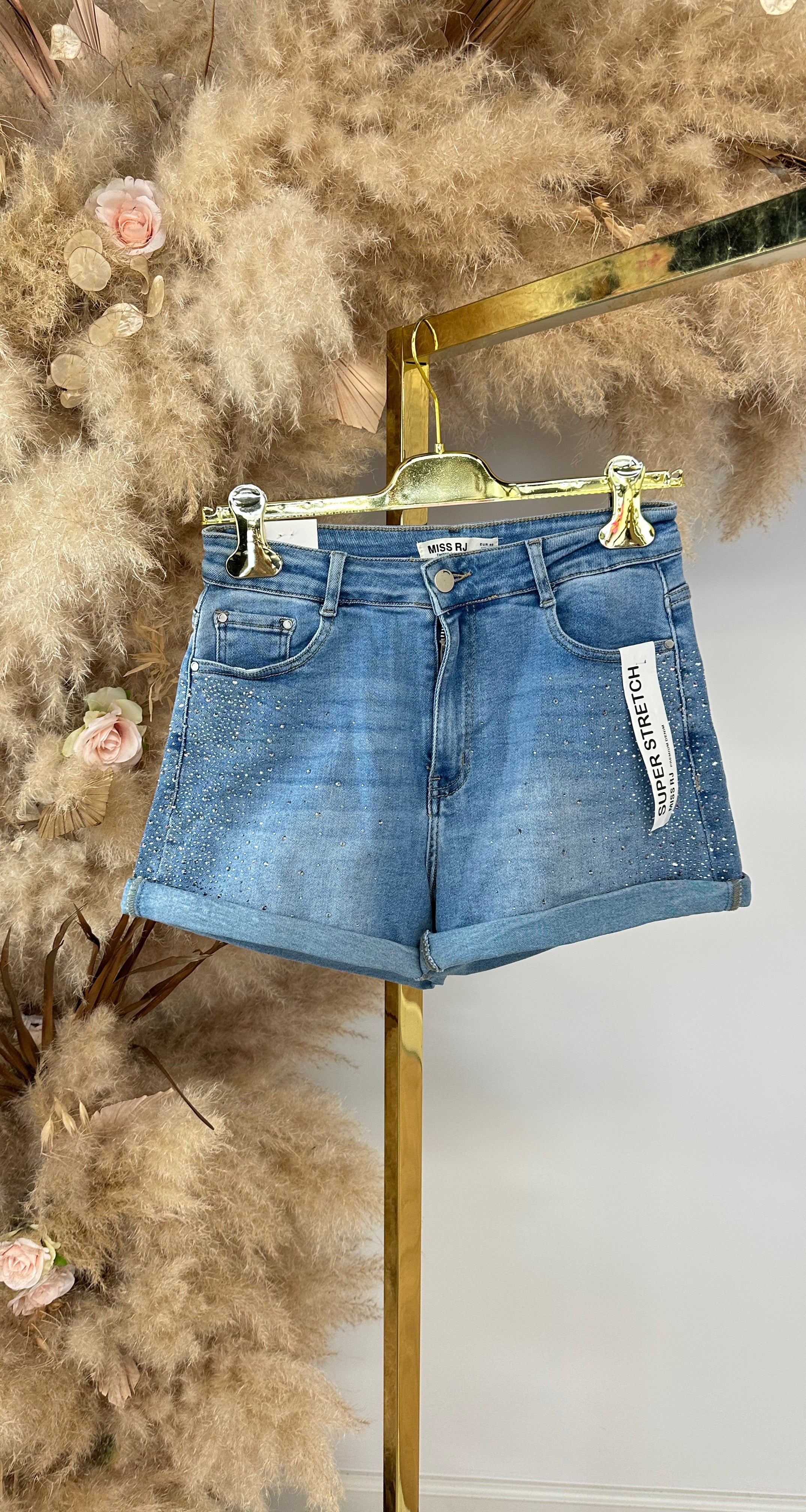 SUPER STRETCH GLITTER SHORT JS875 DENIMBLUE