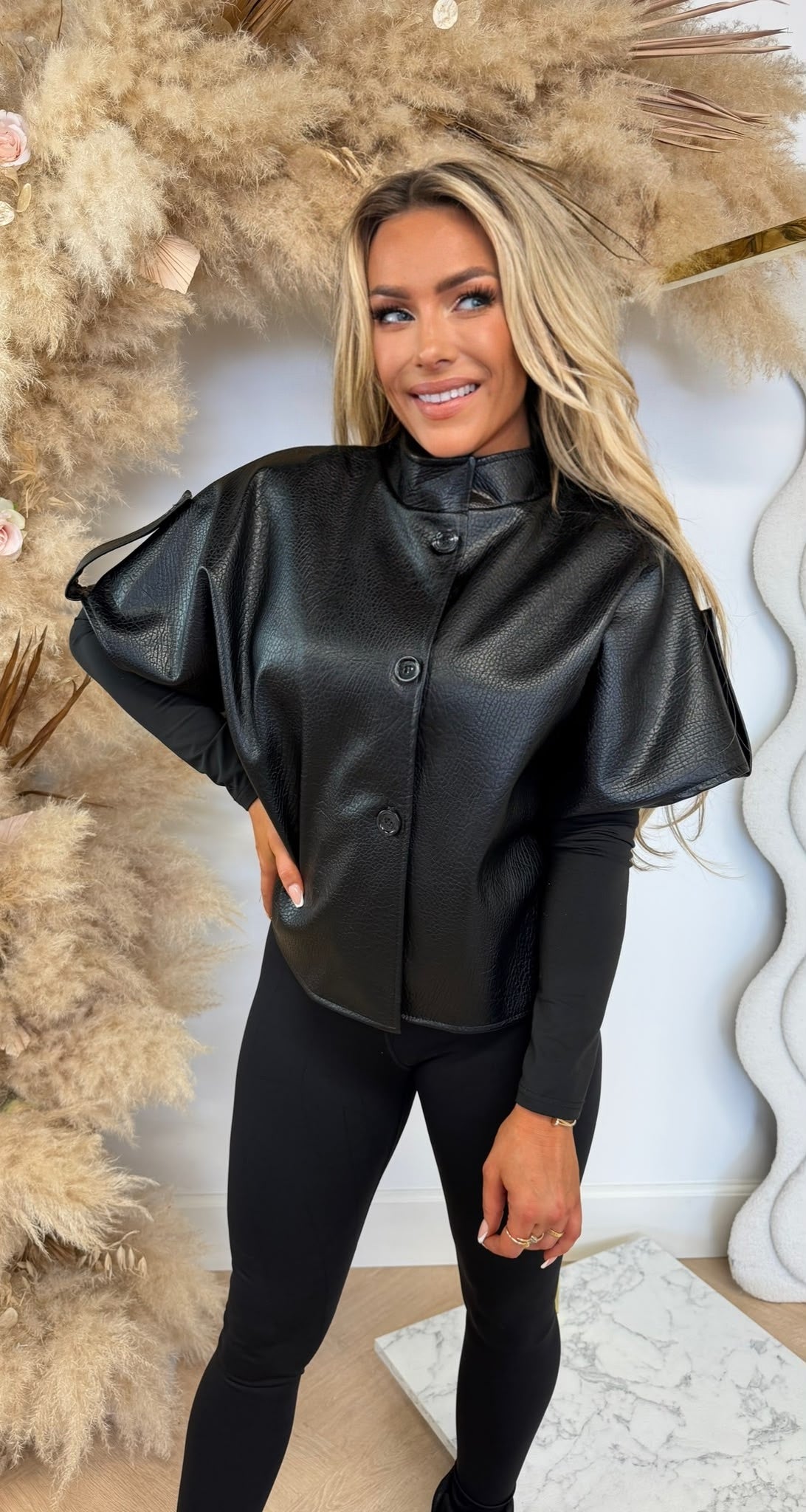 ELVIRA LEATHER LOOK JACKET BLACK