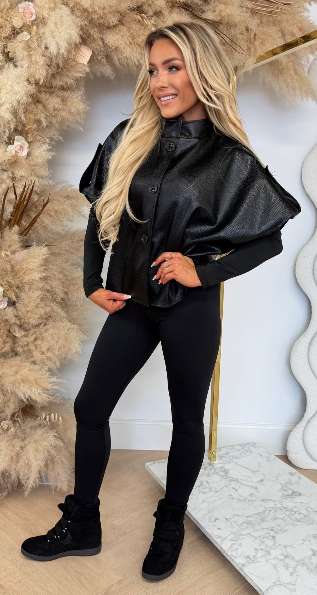 ELVIRA LEATHER LOOK JACKET BLACK