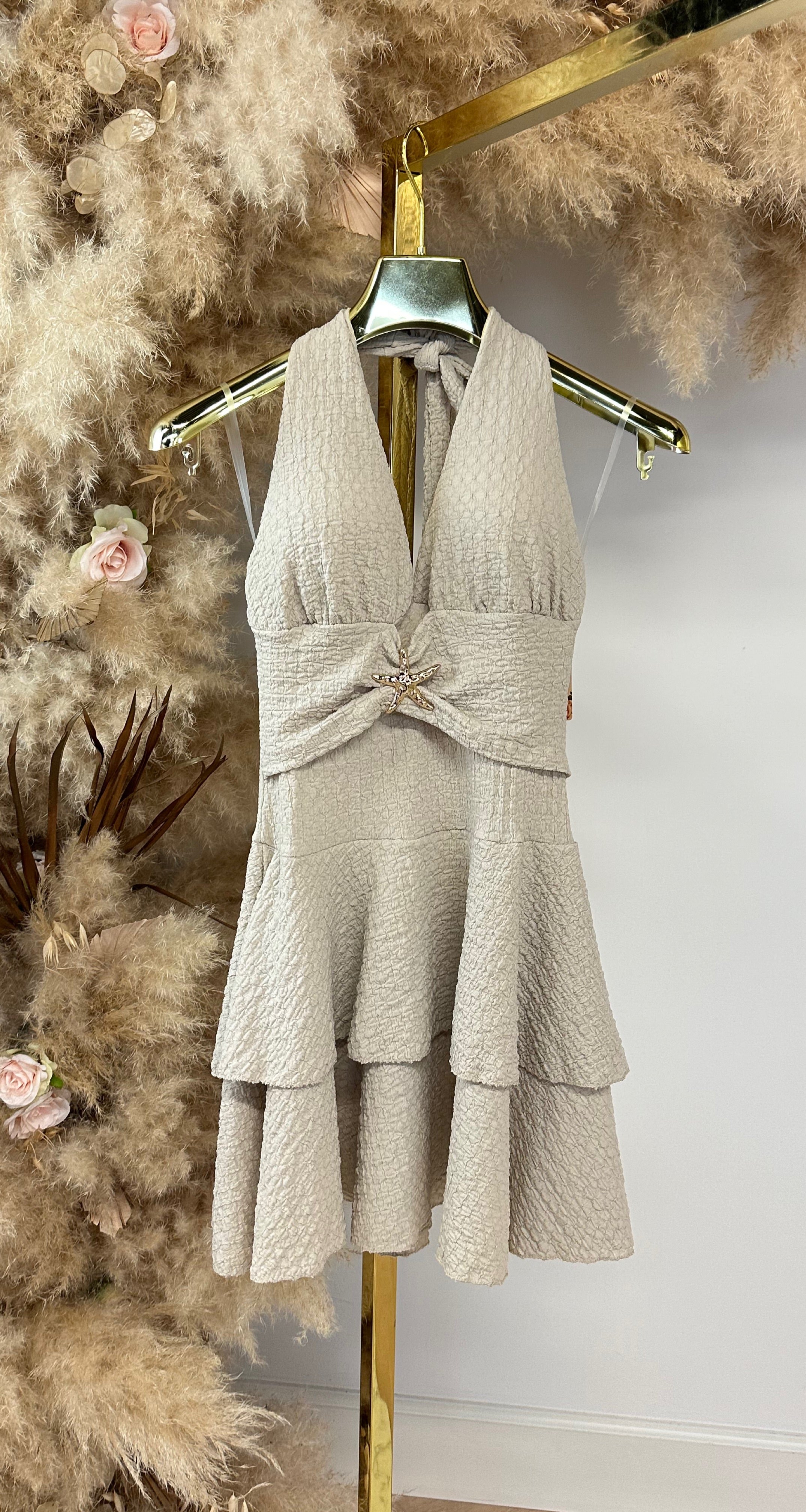 SEA HALTER DRESS BEIGE