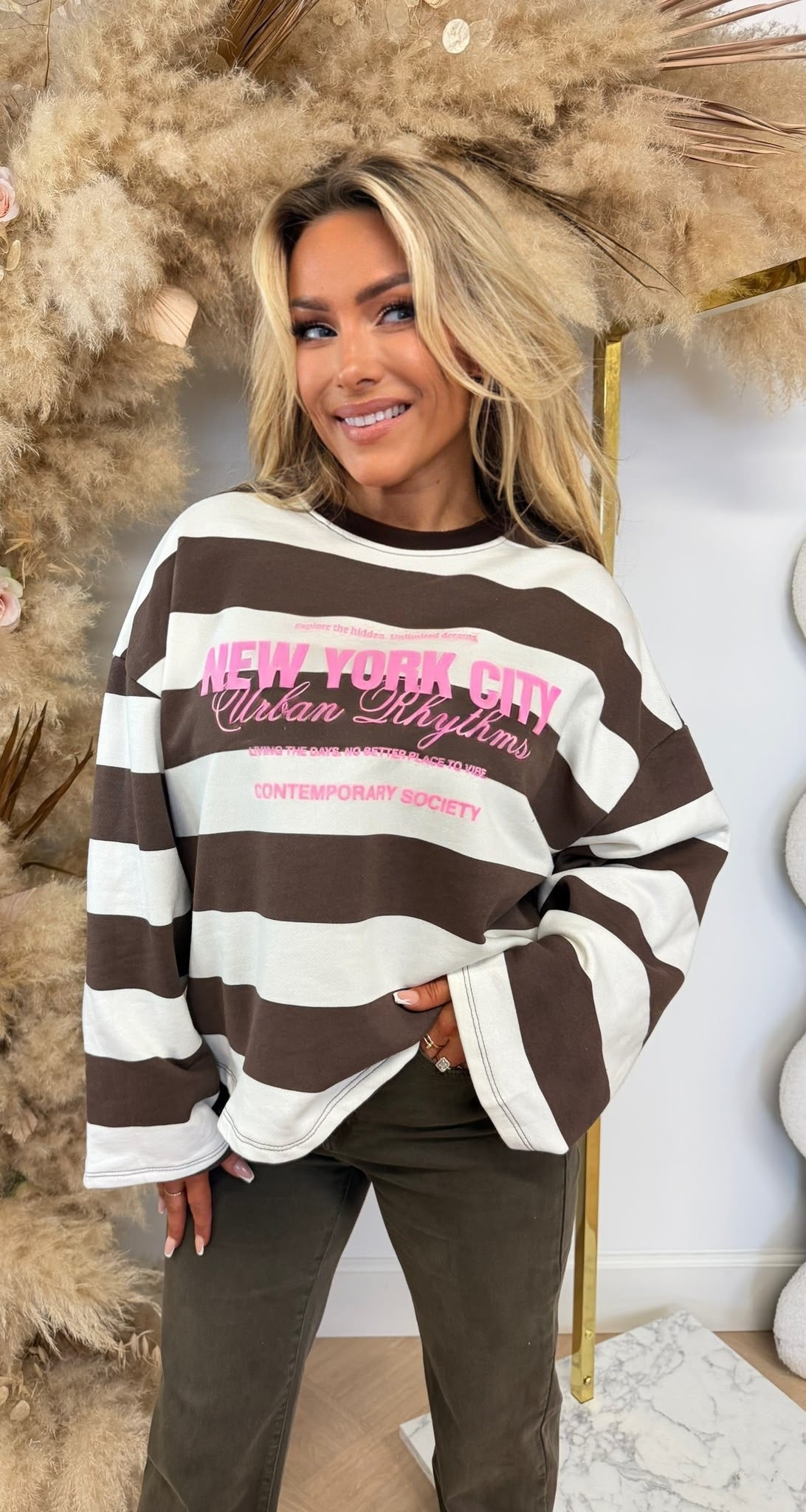 NYC LOOSE FIT STRIPE SWEAT OFFWHITE