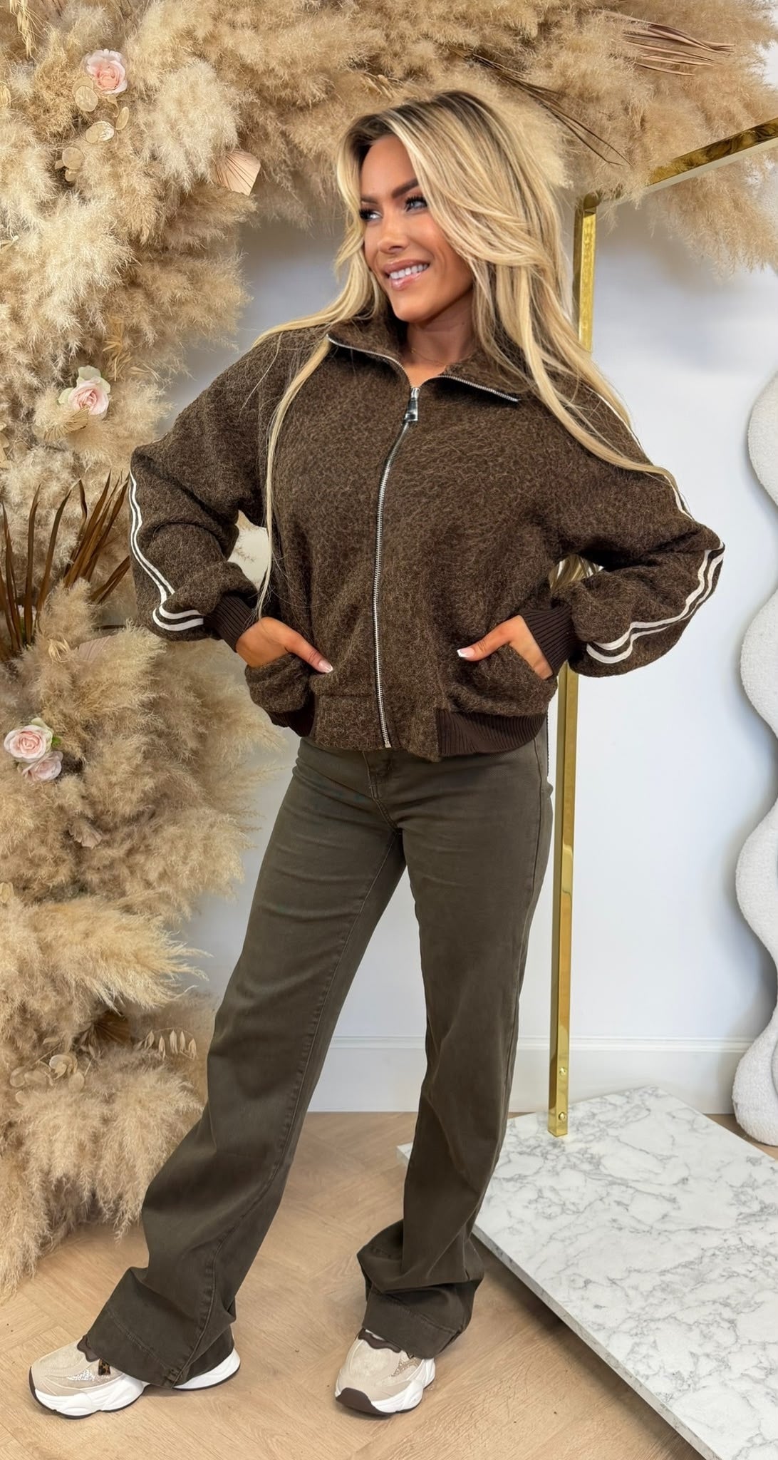 STRIPY VILT JACKET CHOCO