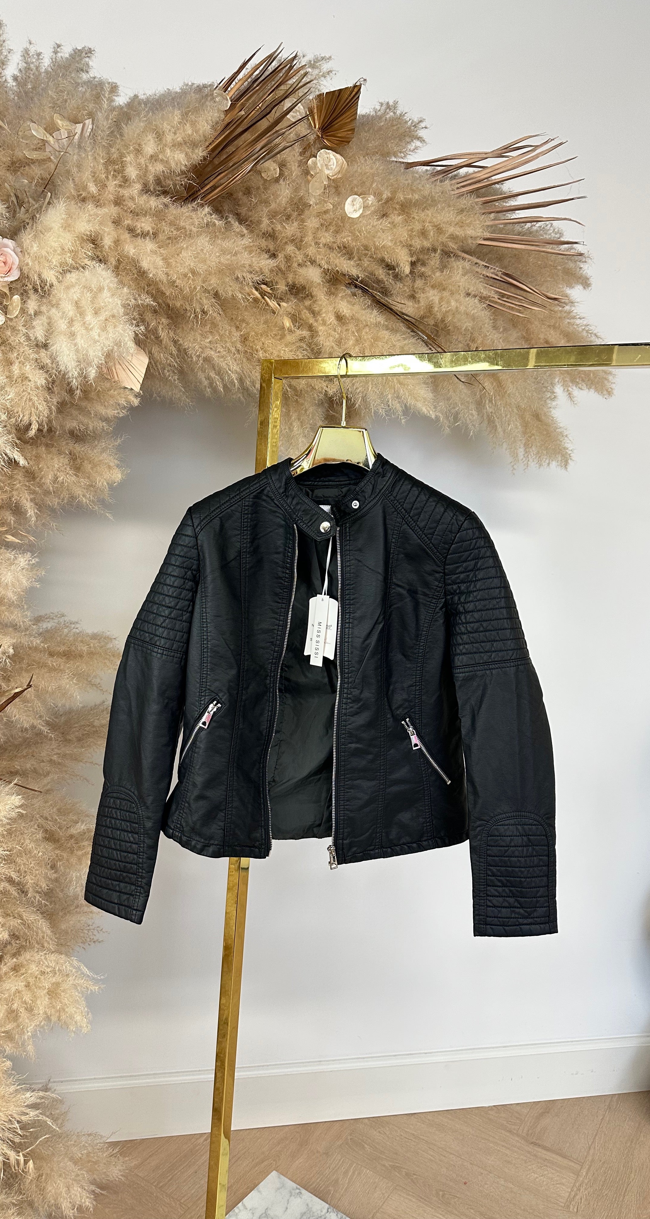 MISS BIKER LEATHER LOOK JACKET 8805 BLACK