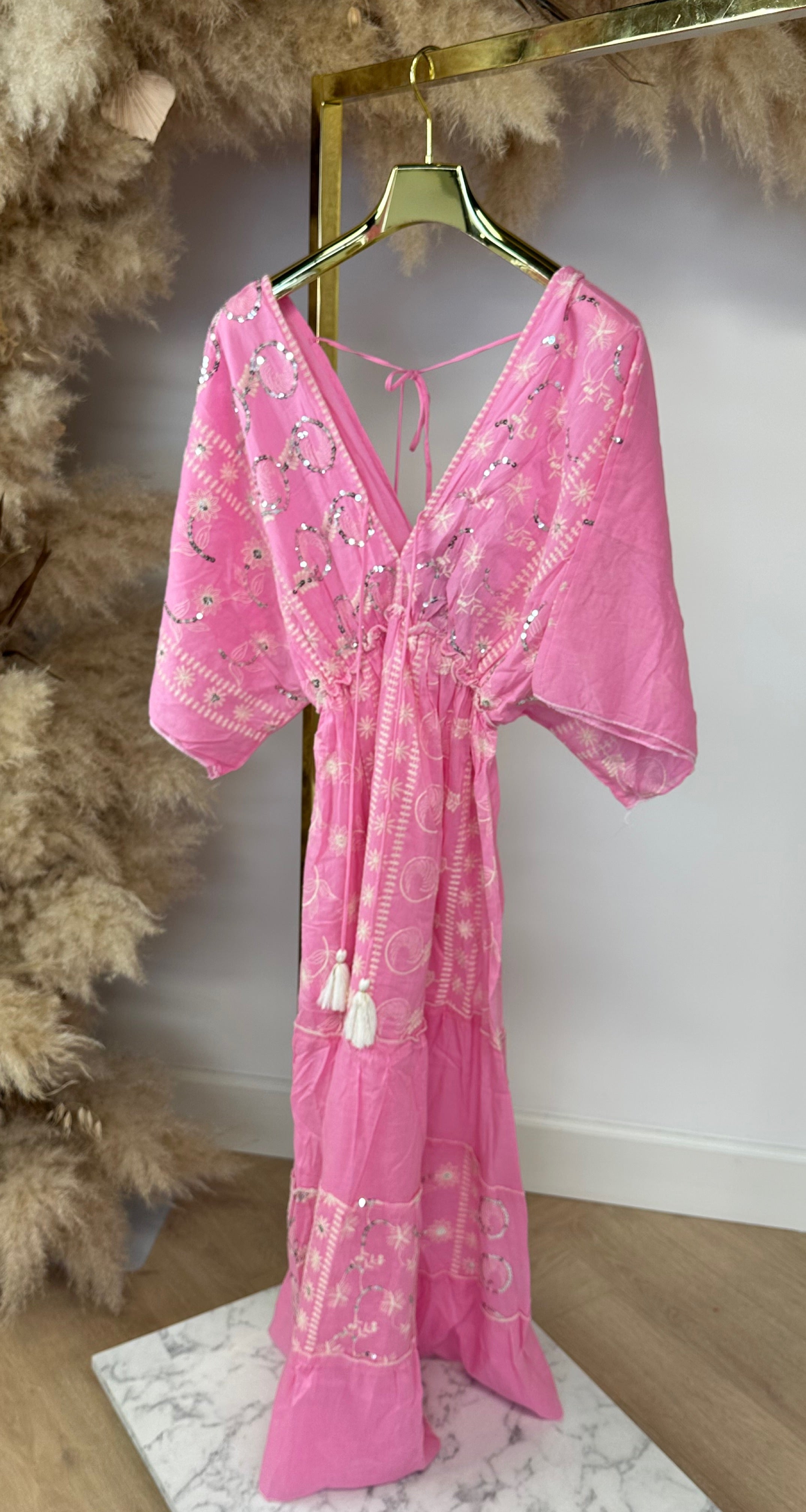 AMY SEQUIN MAXI DRESS G-06 PINK