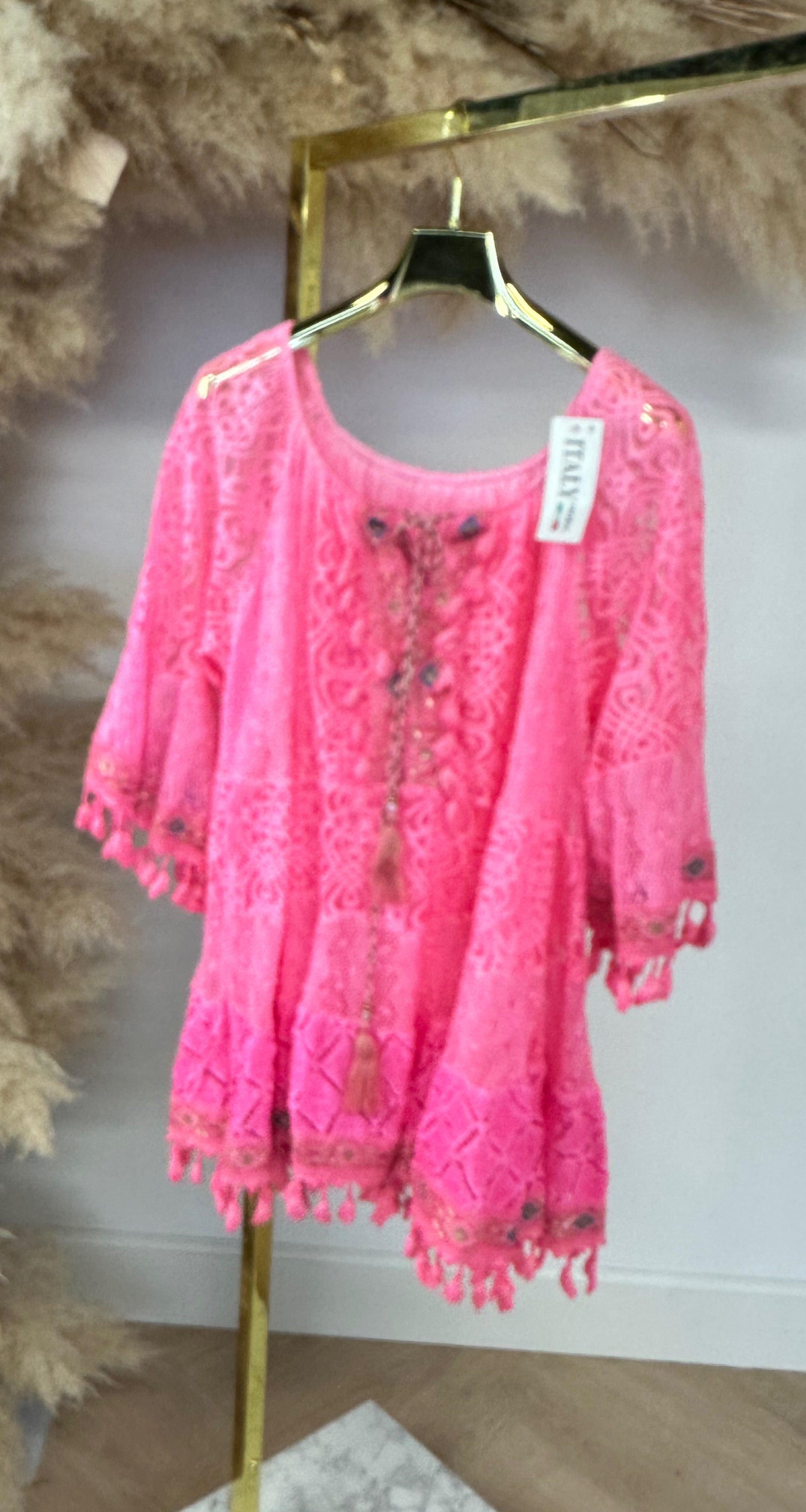 SIENNA BOHEME DRESS NEONPINK