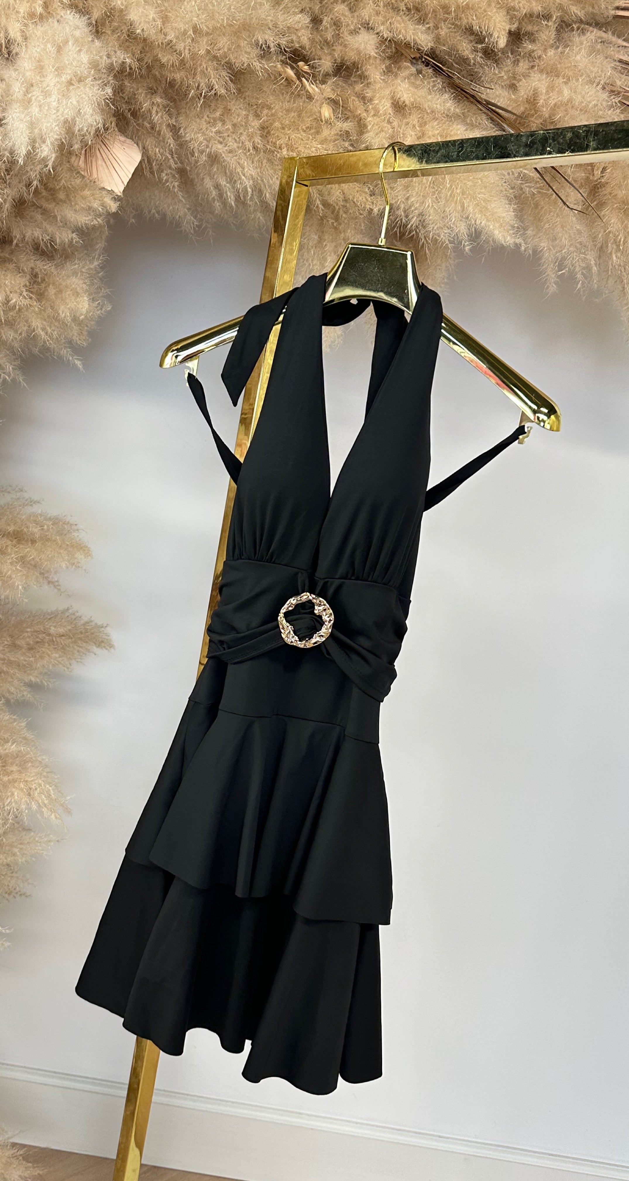 AIMEE HALTER PLAYSUIT BLACK