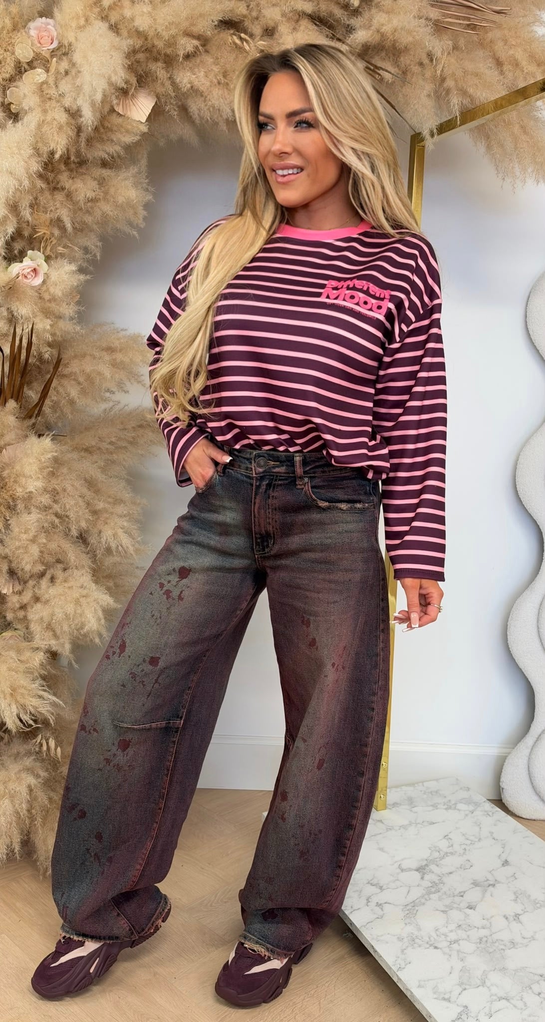 DIFFERENT MOOD STRIPED LONGSLEEVE PINK