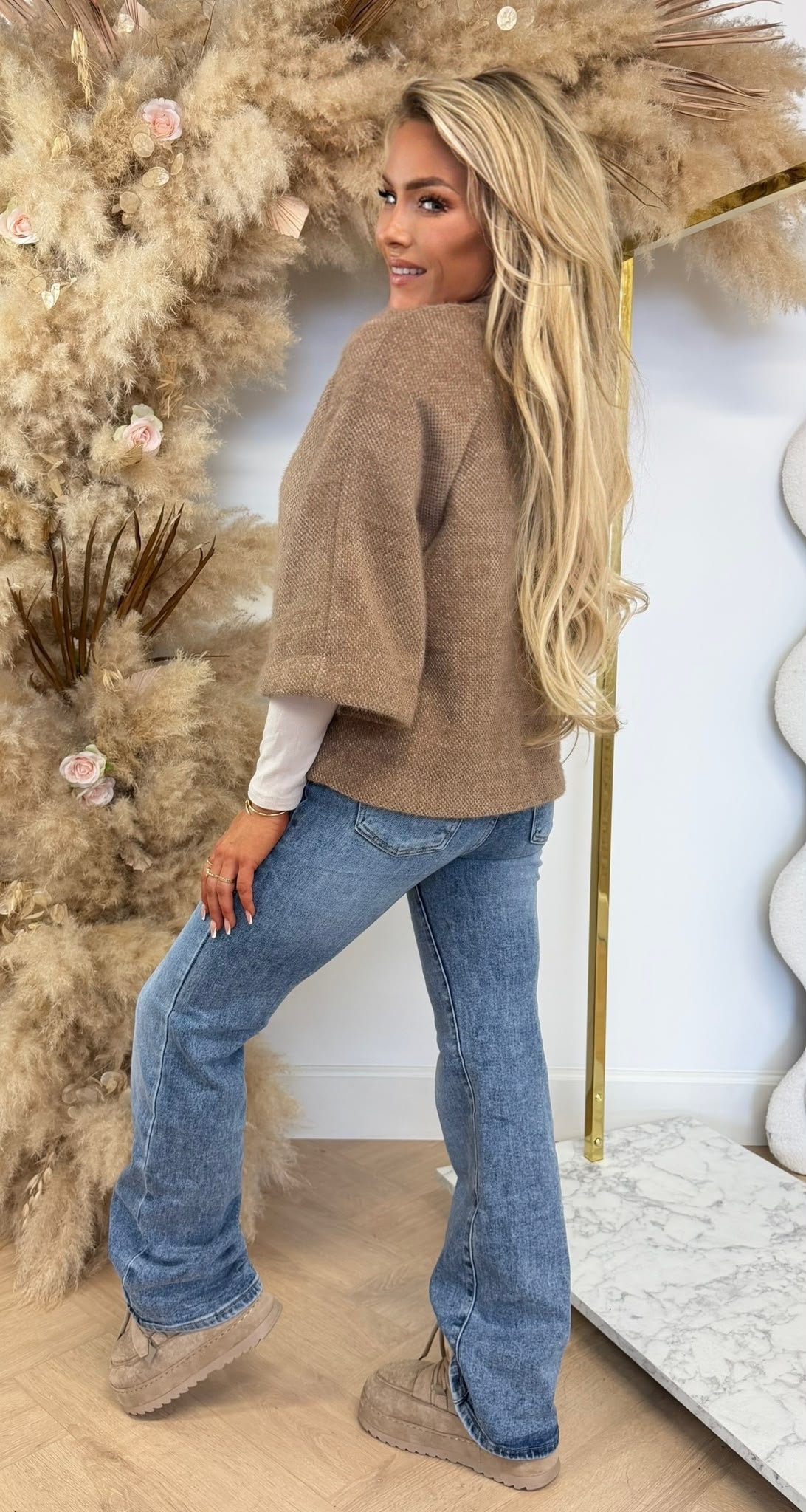 PEARLY BUTTON SOFT VESTJE CAMEL
