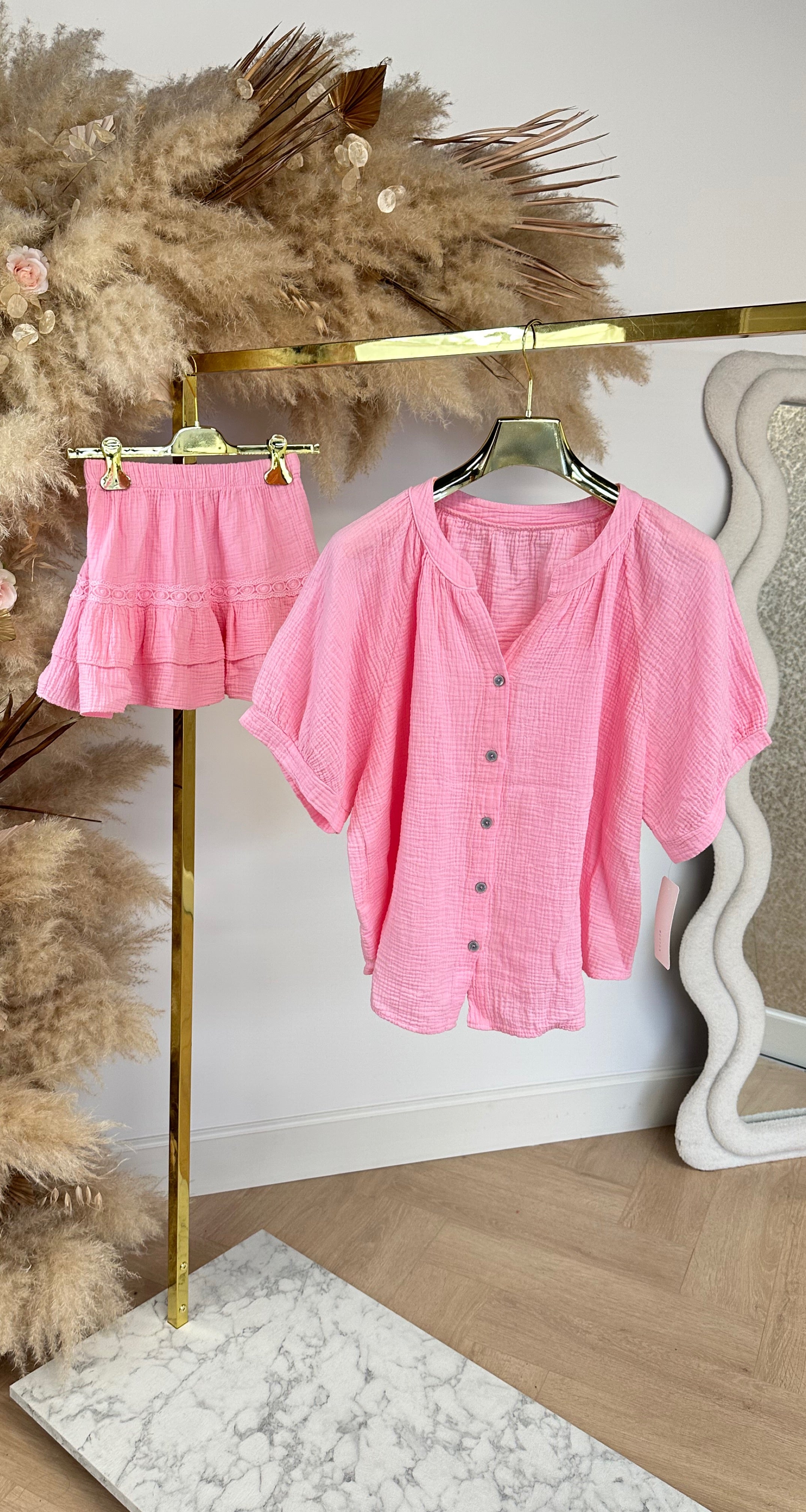 ELIZE RUFFLE DETAIL SET PINK