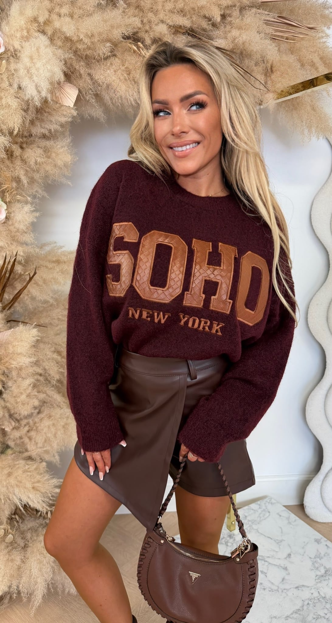 SOHO BRAIDED SWEATER 388176 BORDEAUX