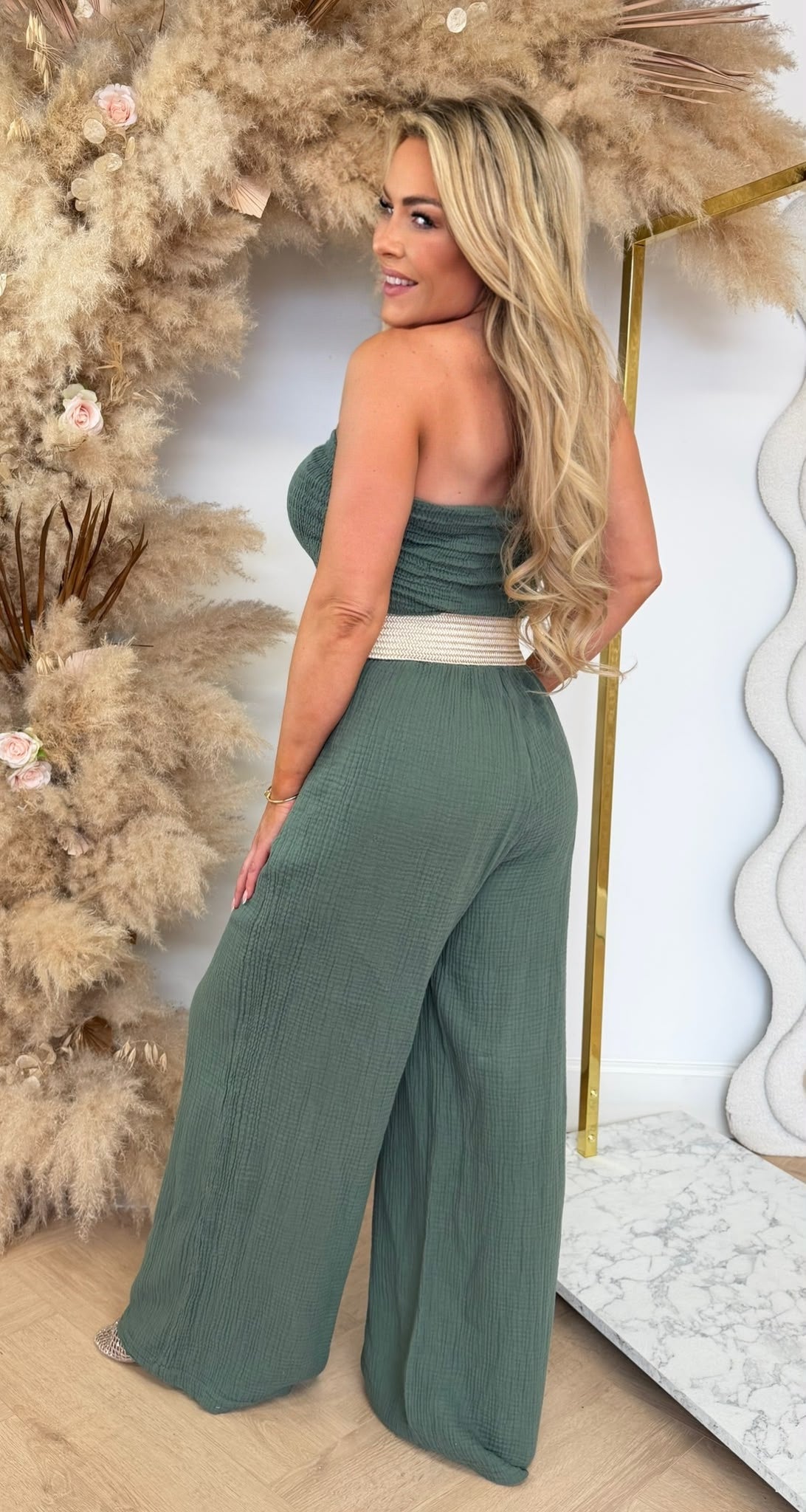 ELIN STRAPLESS JUMPER AMRYGREEN