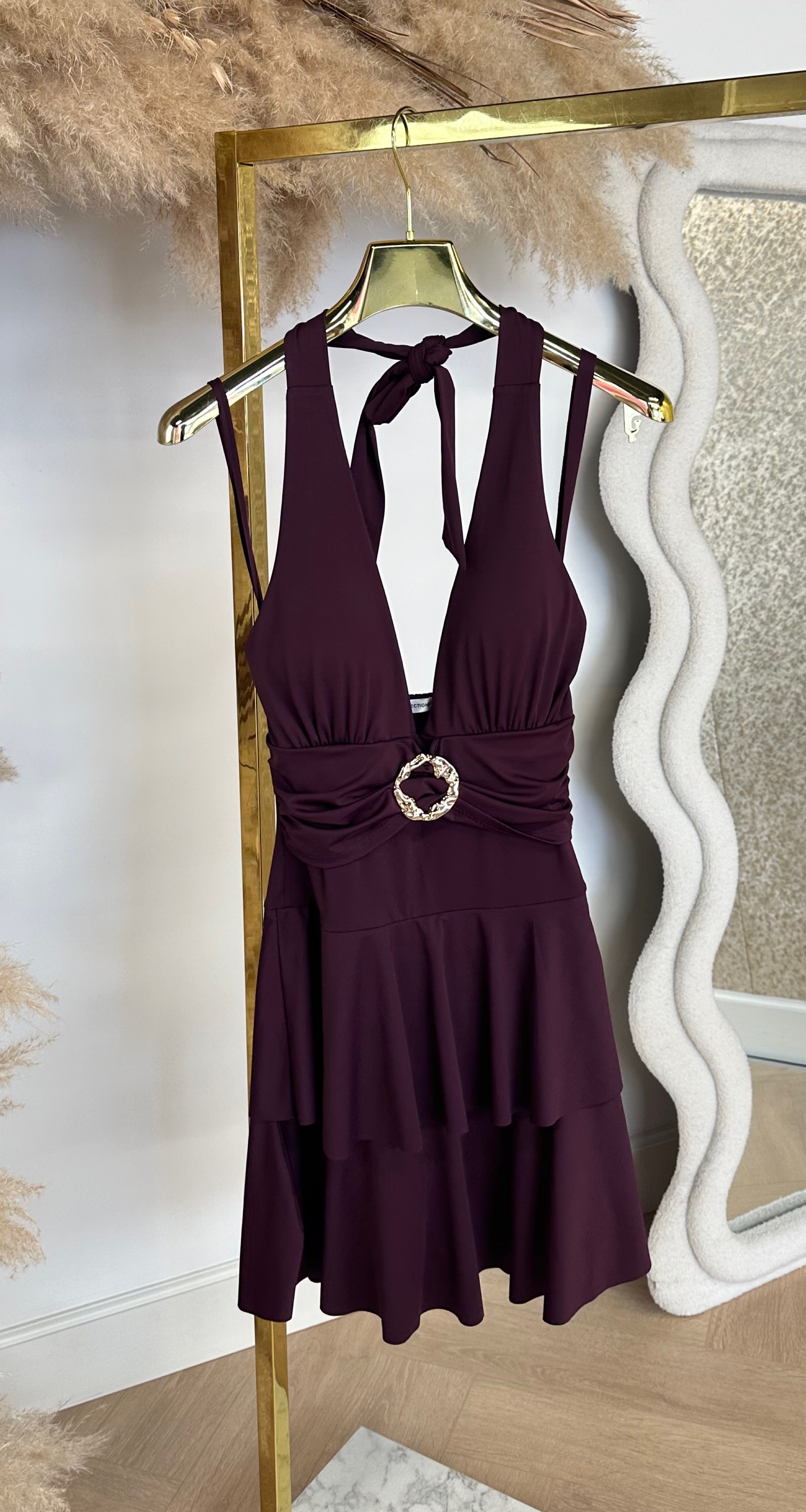 AIMEE HALTER PLAYSUIT BURGUNDY
