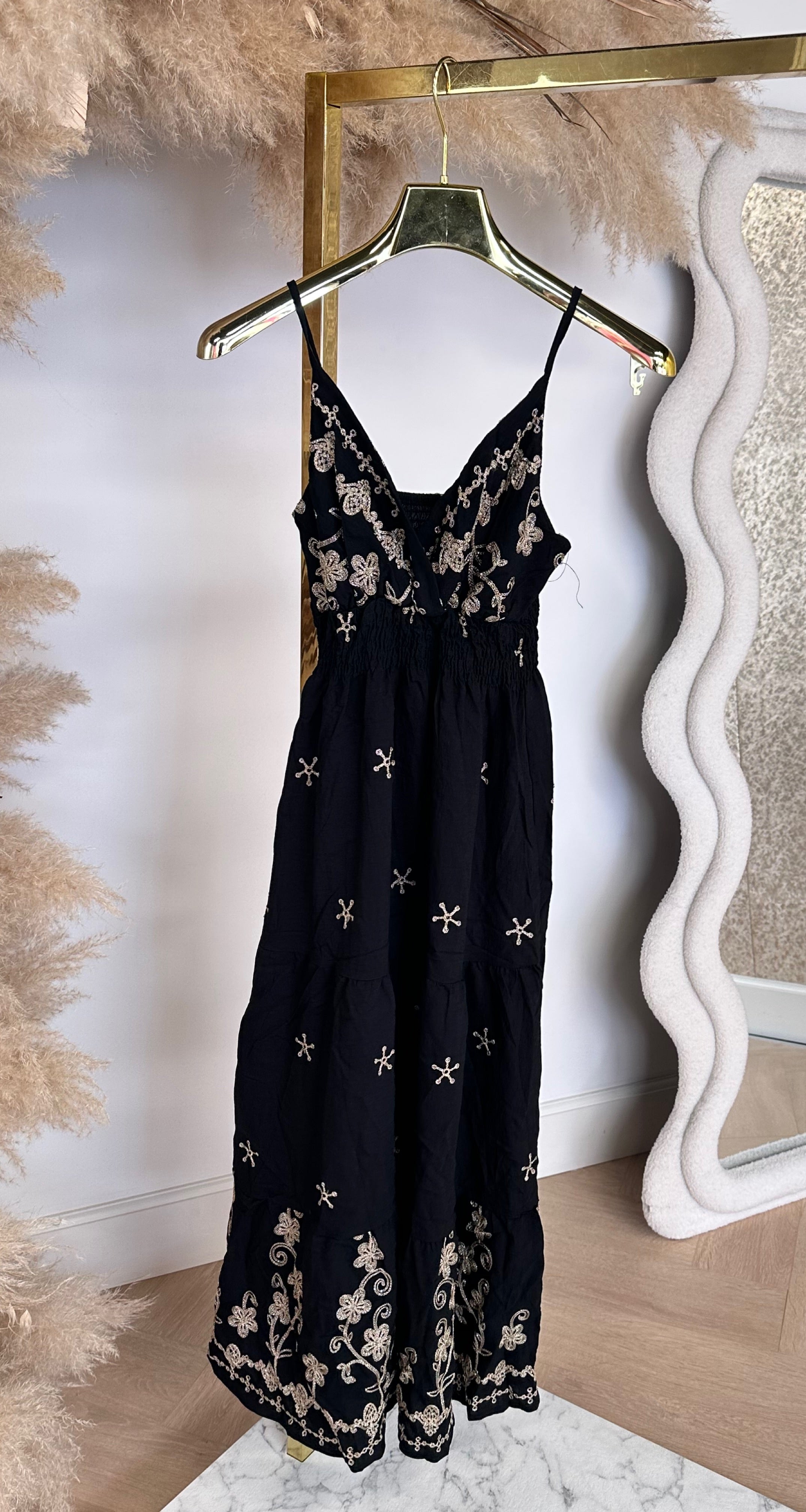FLOWER BRODERIE DRESS 9763 BLACK