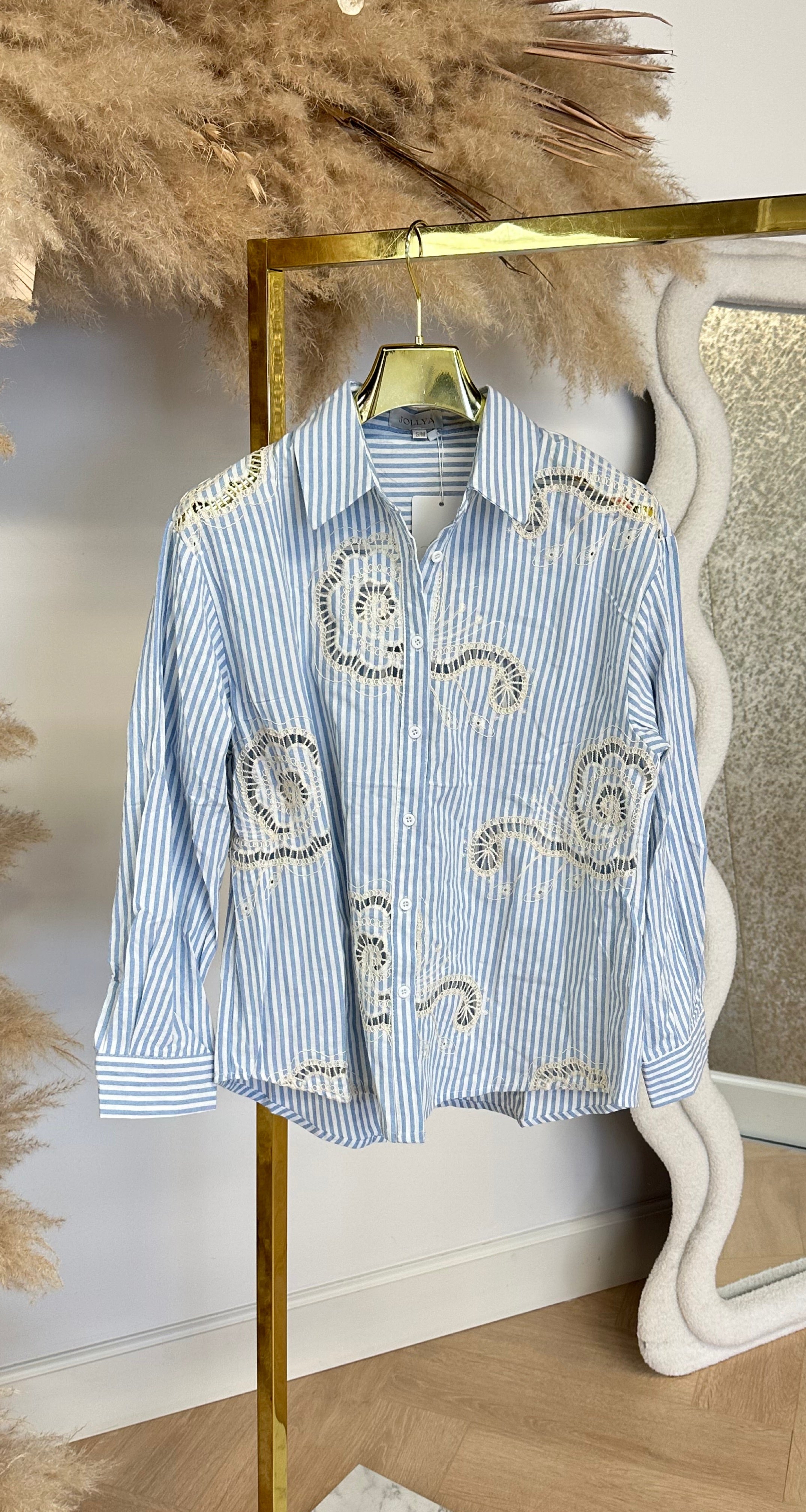 EMBROIDERY STRIPE BLOUSE 5249 BLUE