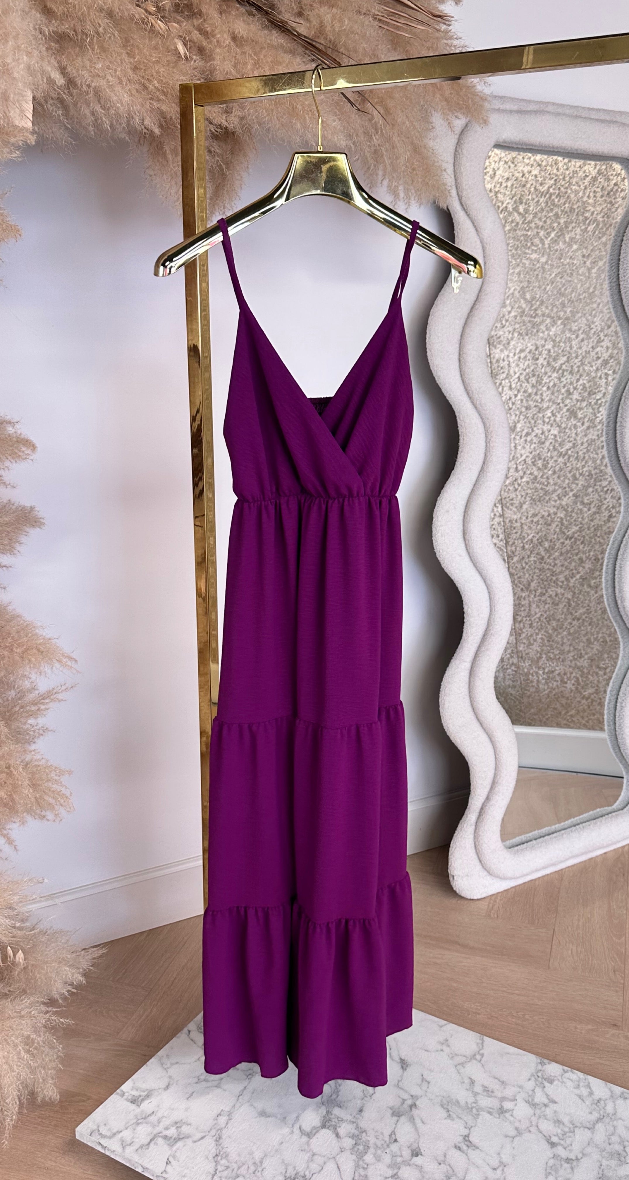 FLOWY MAXI DRESS AUBERGINE