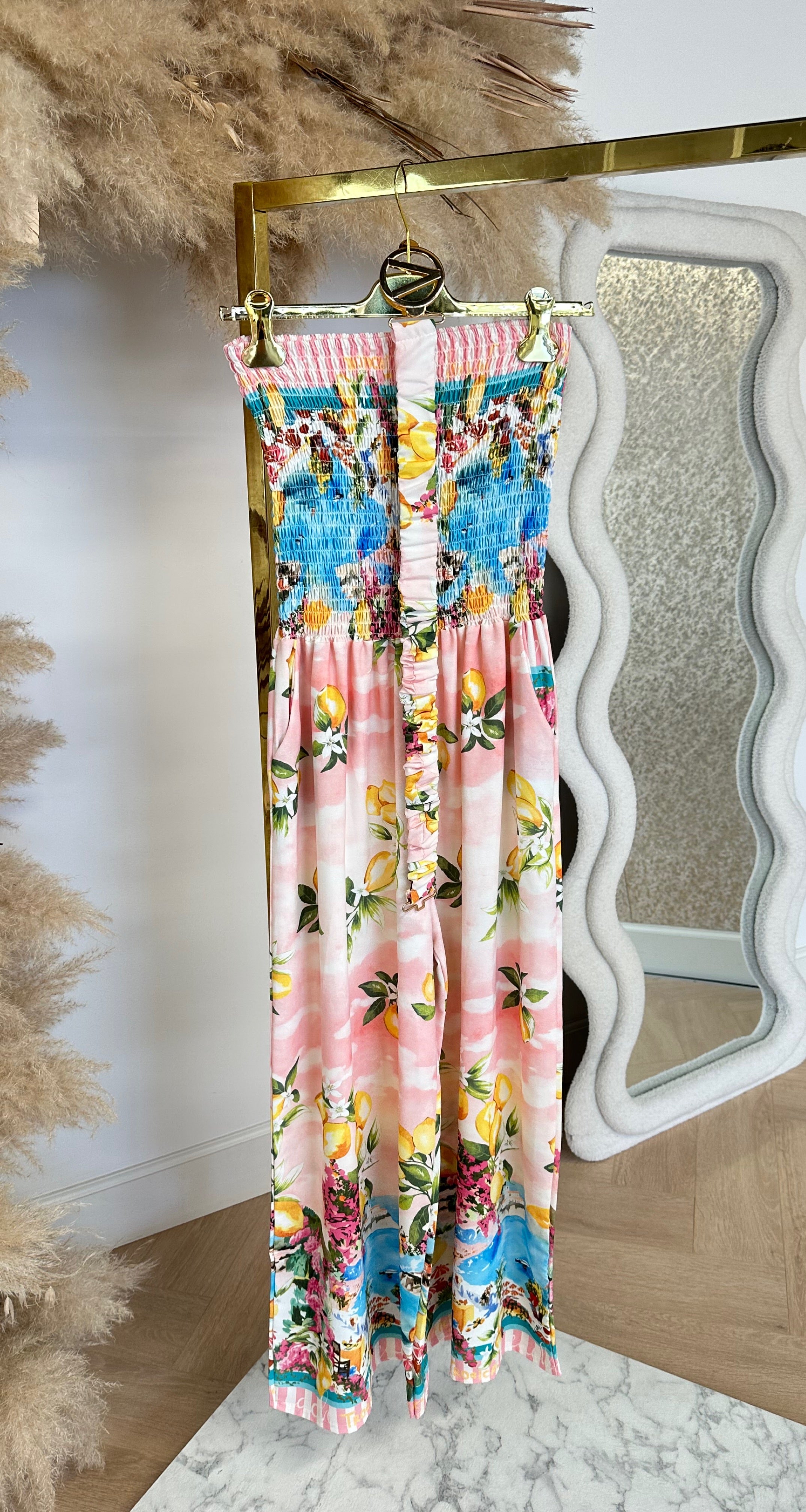 VACATION VIBES JUMPSUIT LEMON/PINK