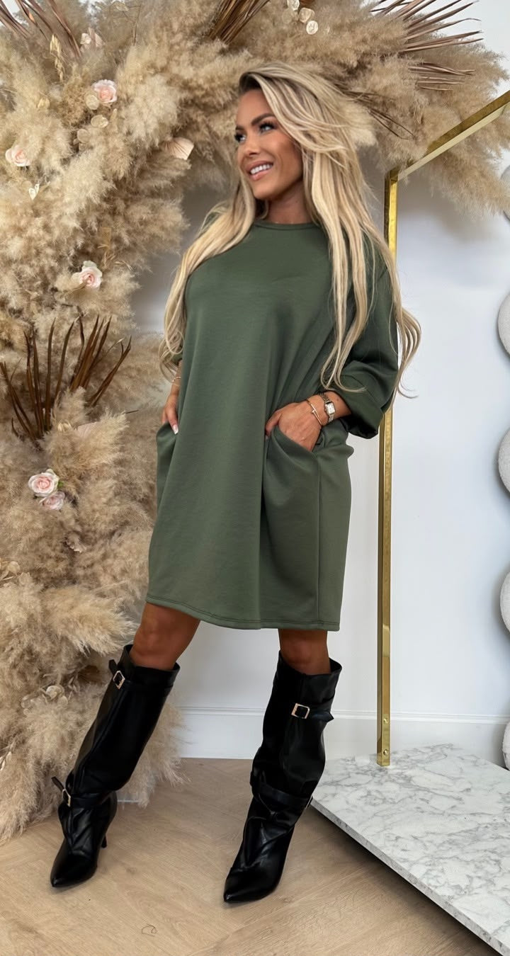 MODA FOLDED SLEEVE LONG TEE ARMYGREEN