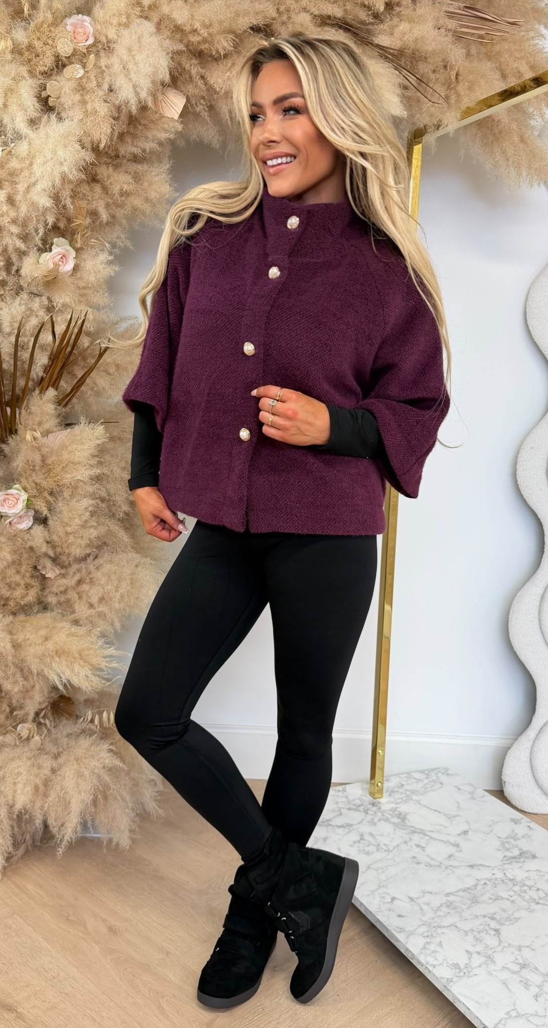 PEARLY BUTTON SOFT VESTJE BORDEAUX