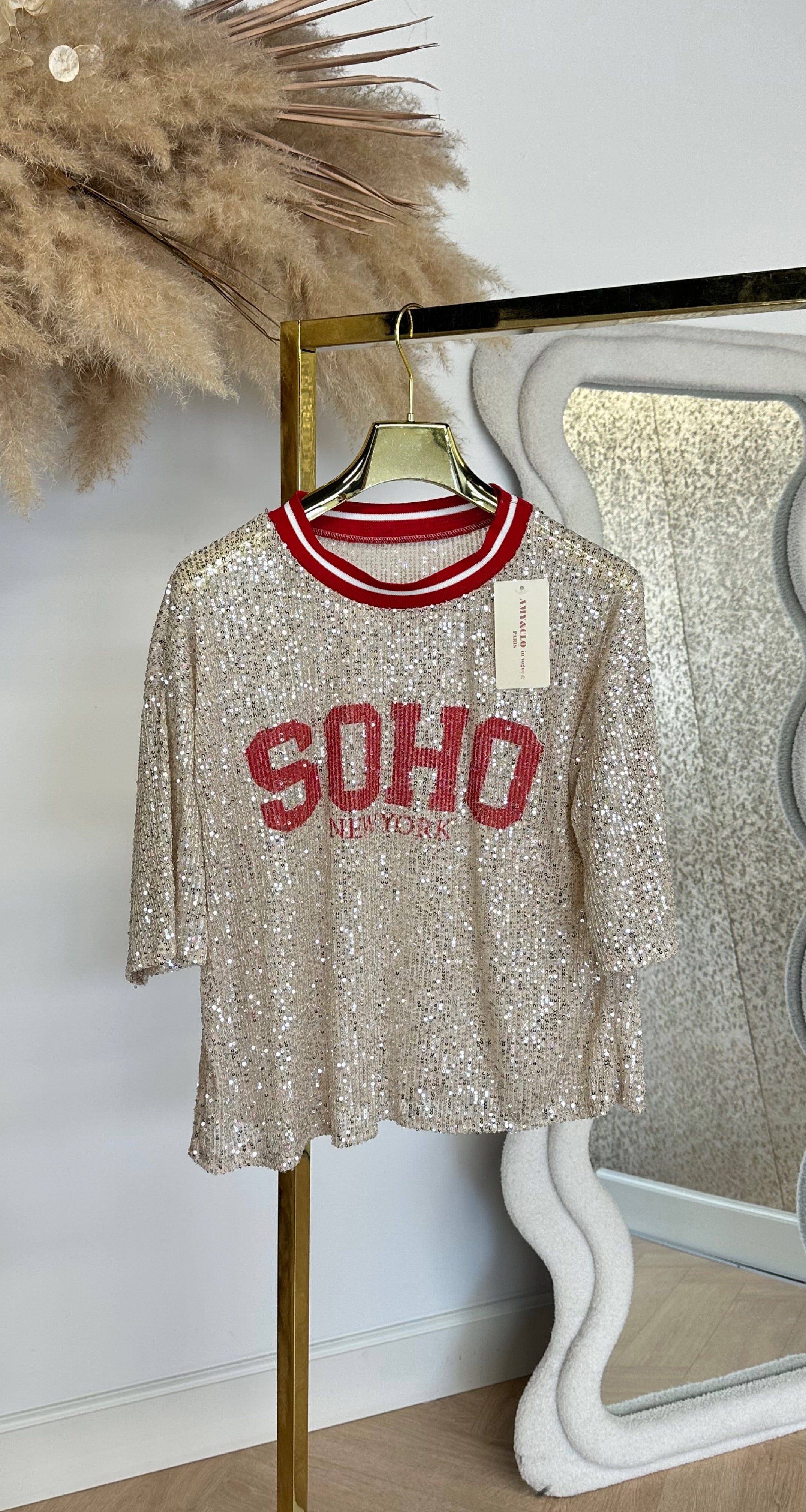 SEQUIN SOHO SHIRT RED