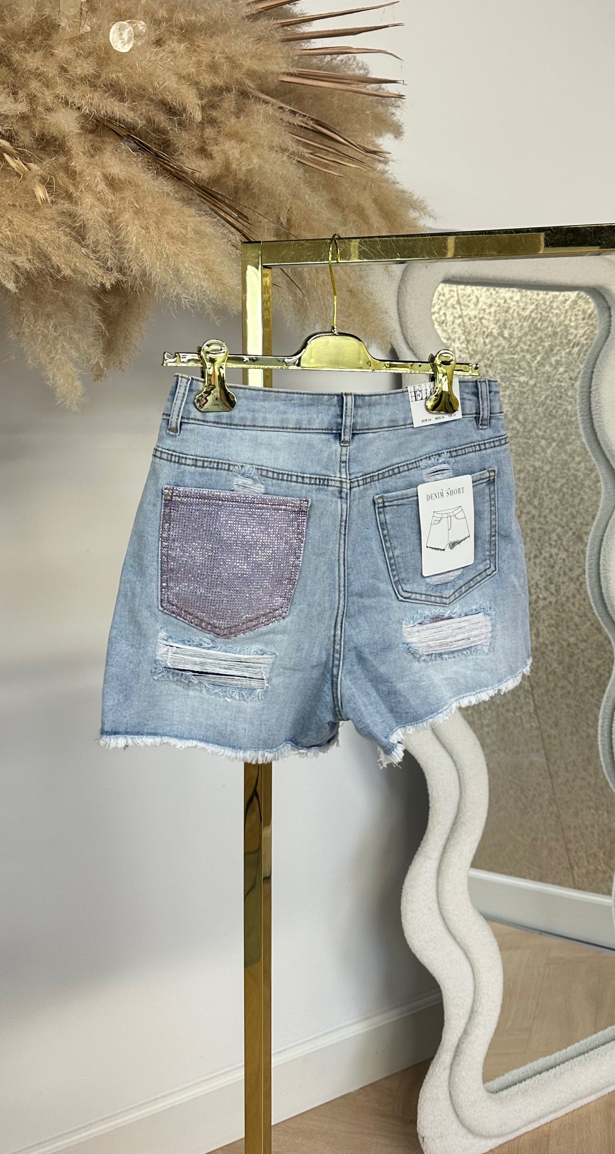 GLITTERY POCKET DENIM SHORT 1552 DENIMBLUE