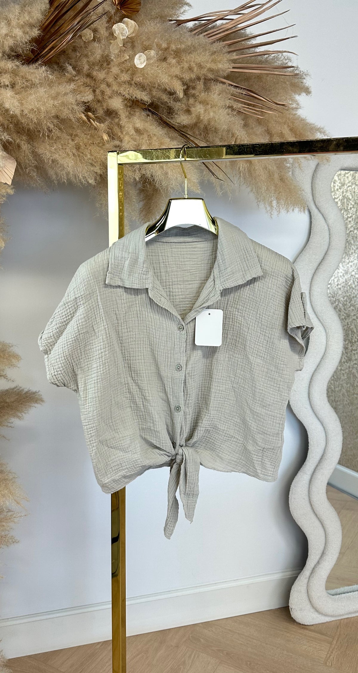 LORAINE COTTON KNOOP BLOUSE BEIGE