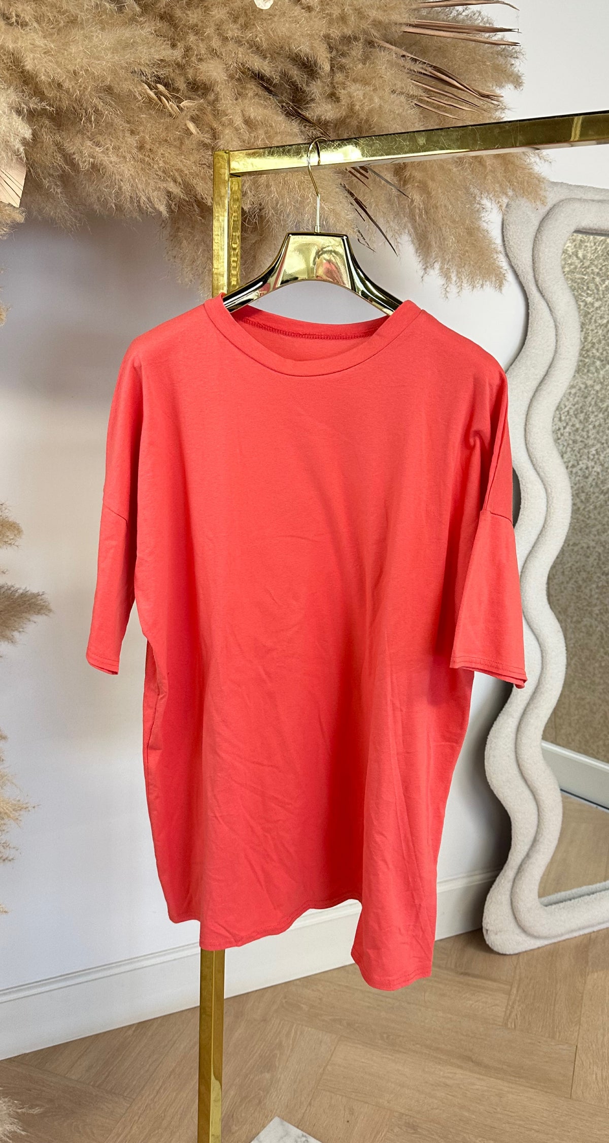 LONG TEE BASIC DRESS PEACH