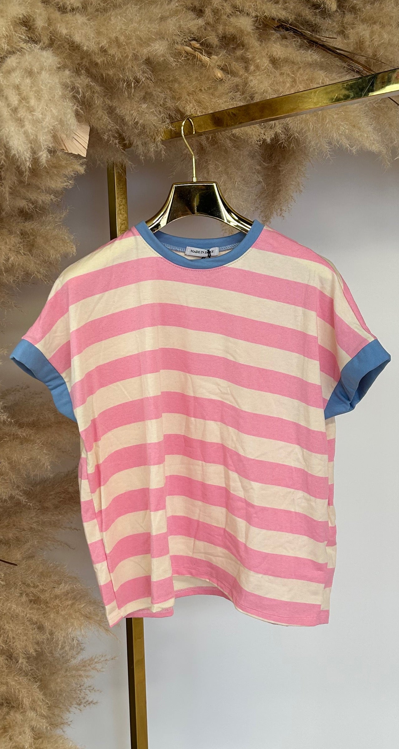 JOYA STRIPE TEE BEIGE/PINK