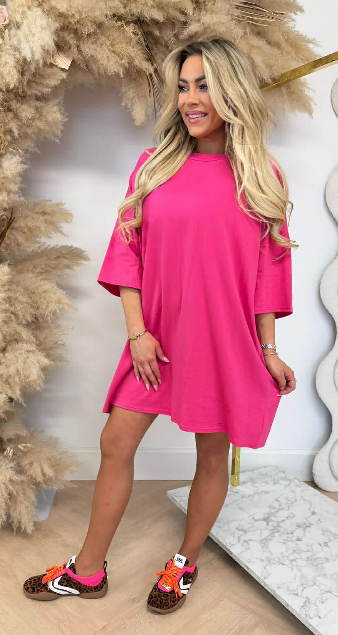 LONG TEE BASIC DRESS FUCHSIA