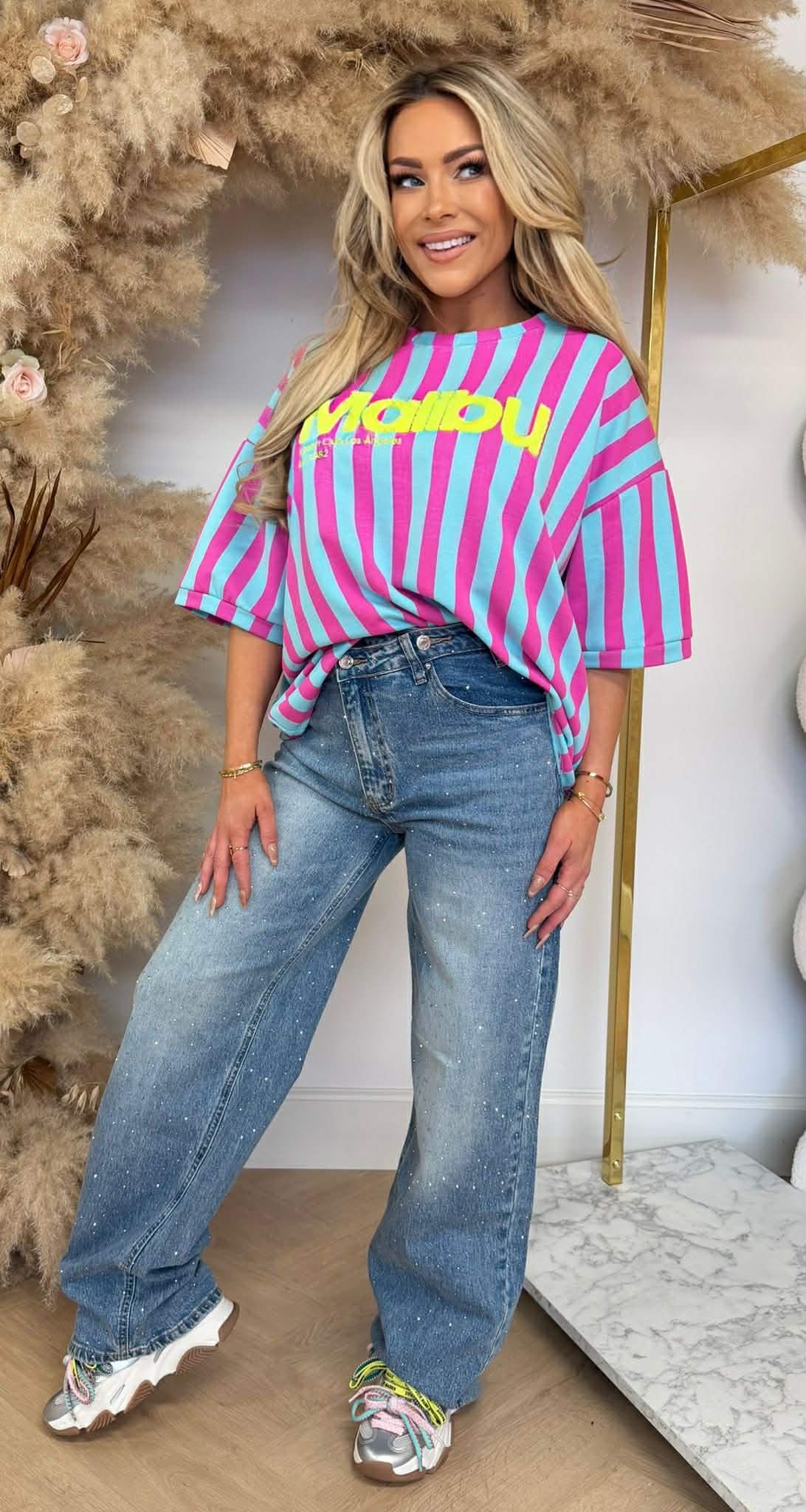 MALIBU STRIPE SHIRT 20614 LILA/BLUE