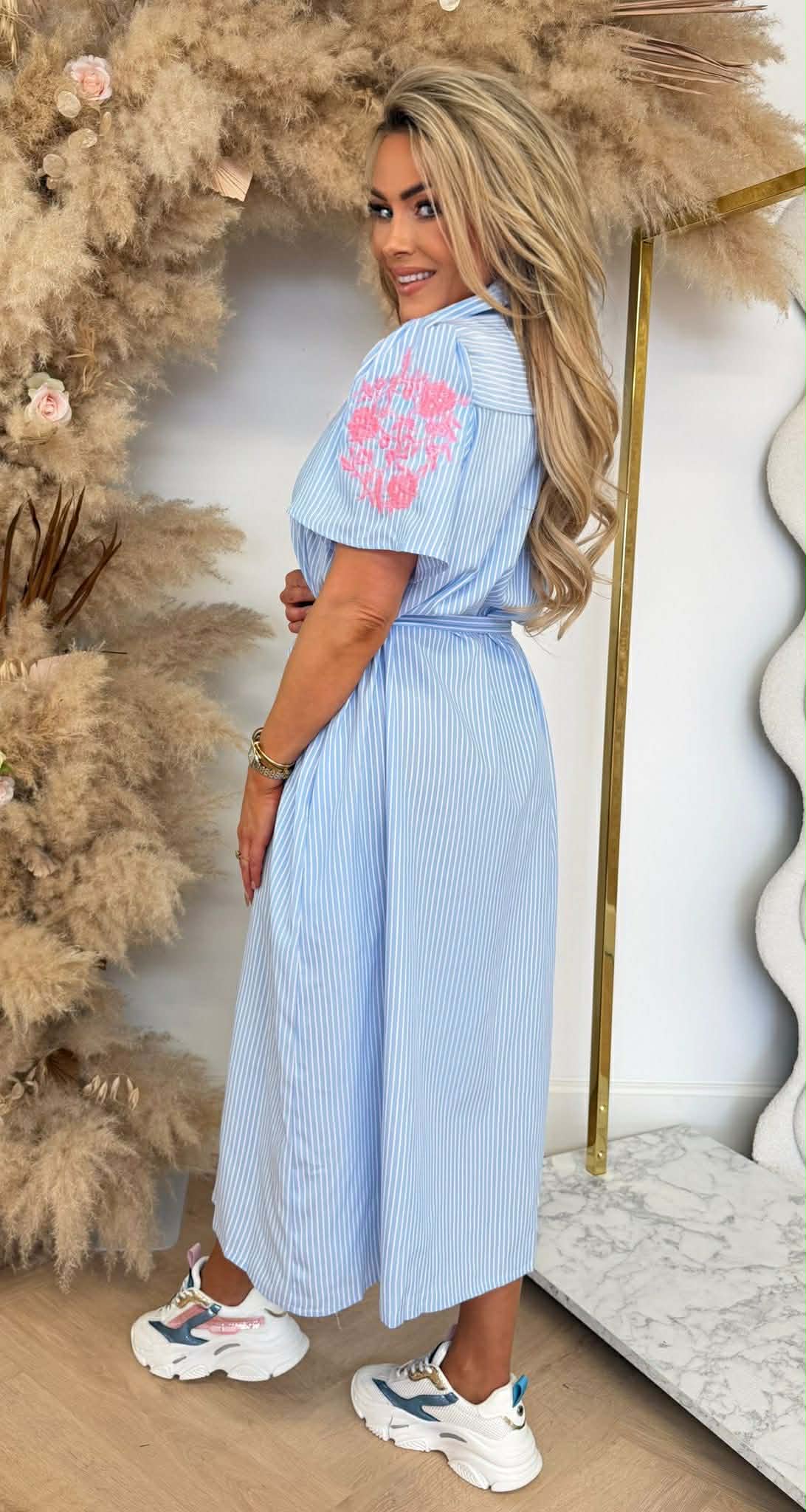 PEN STRIPE LUS DRESS 5819 BLUE