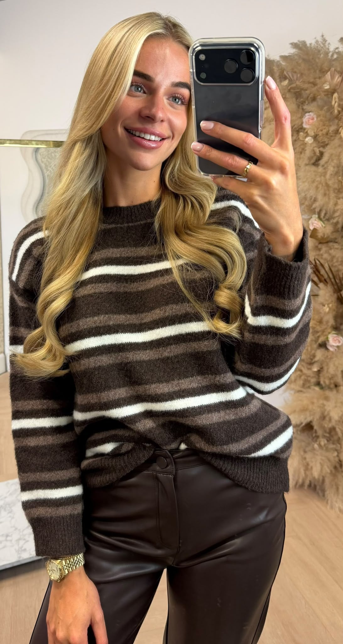 BEAU STRIPED SWEATER CHOCO