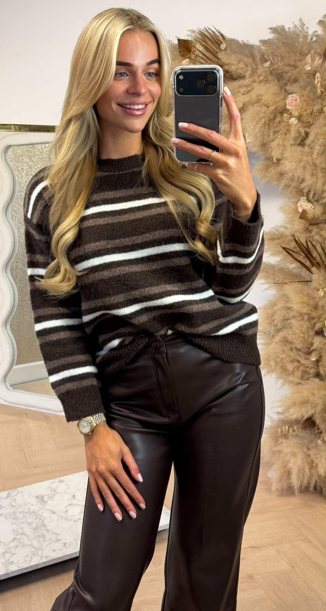 BEAU STRIPED SWEATER CHOCO