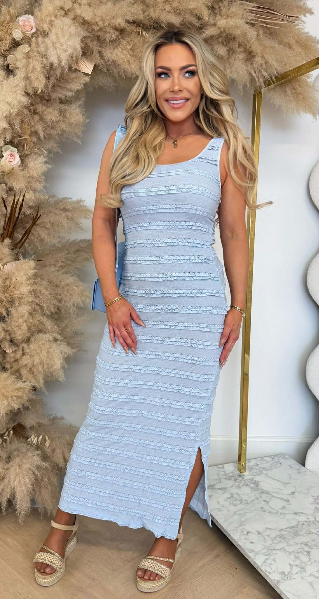 ROUCHE DRESS R9051 BLUE