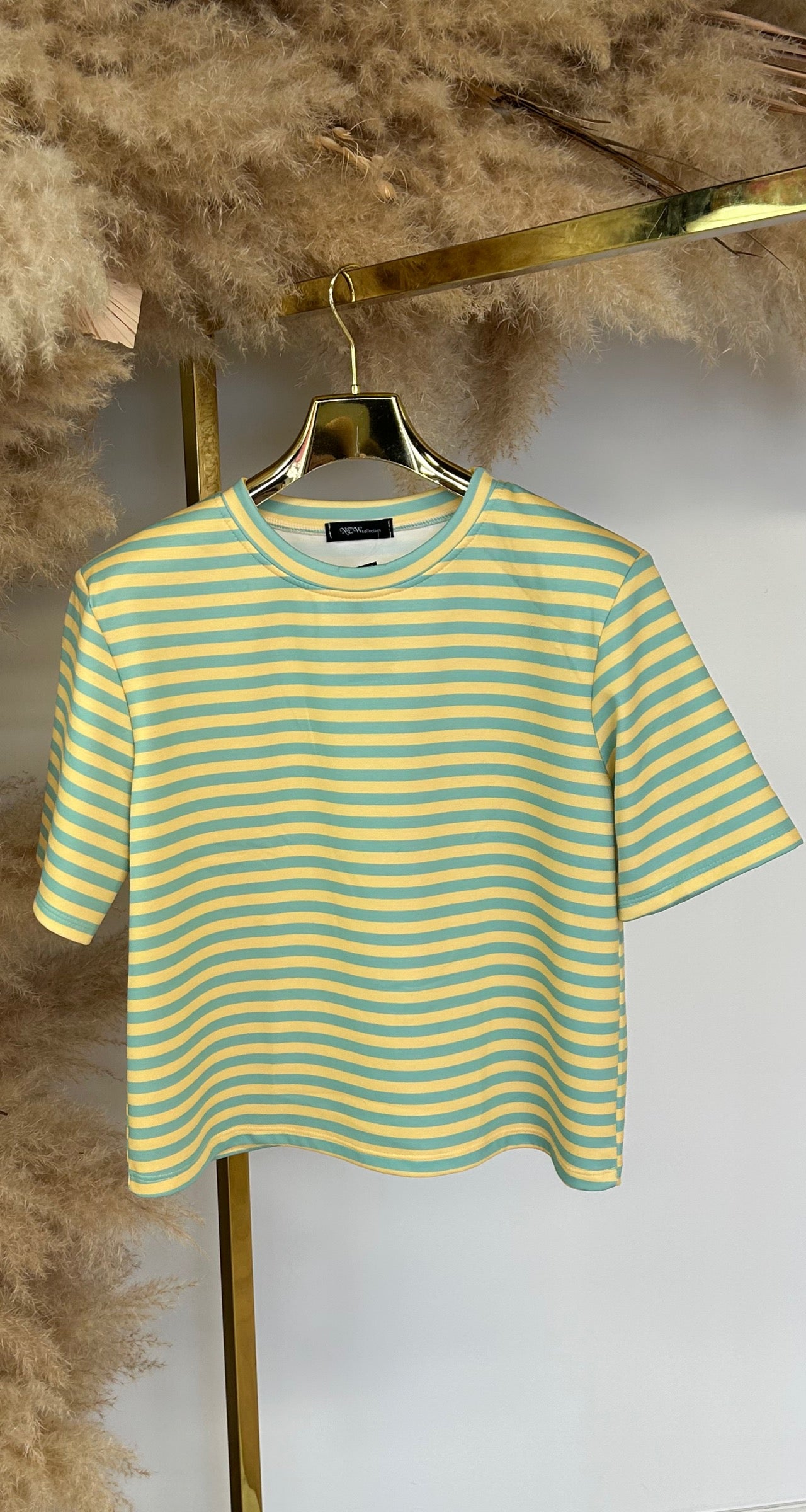 SHOULDER STRIPE TEE BLUE/YELLOW