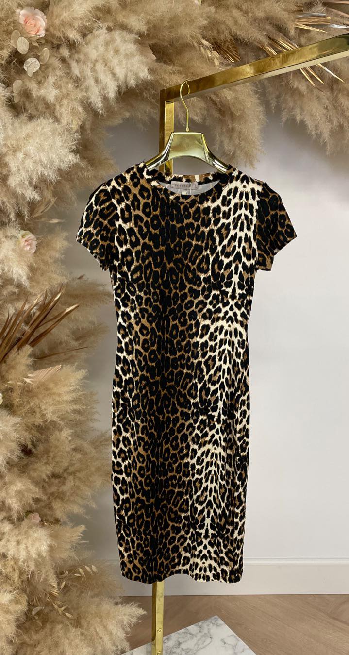 SOFT LEOPARD DRESS 1003 TAUPE/BLACK