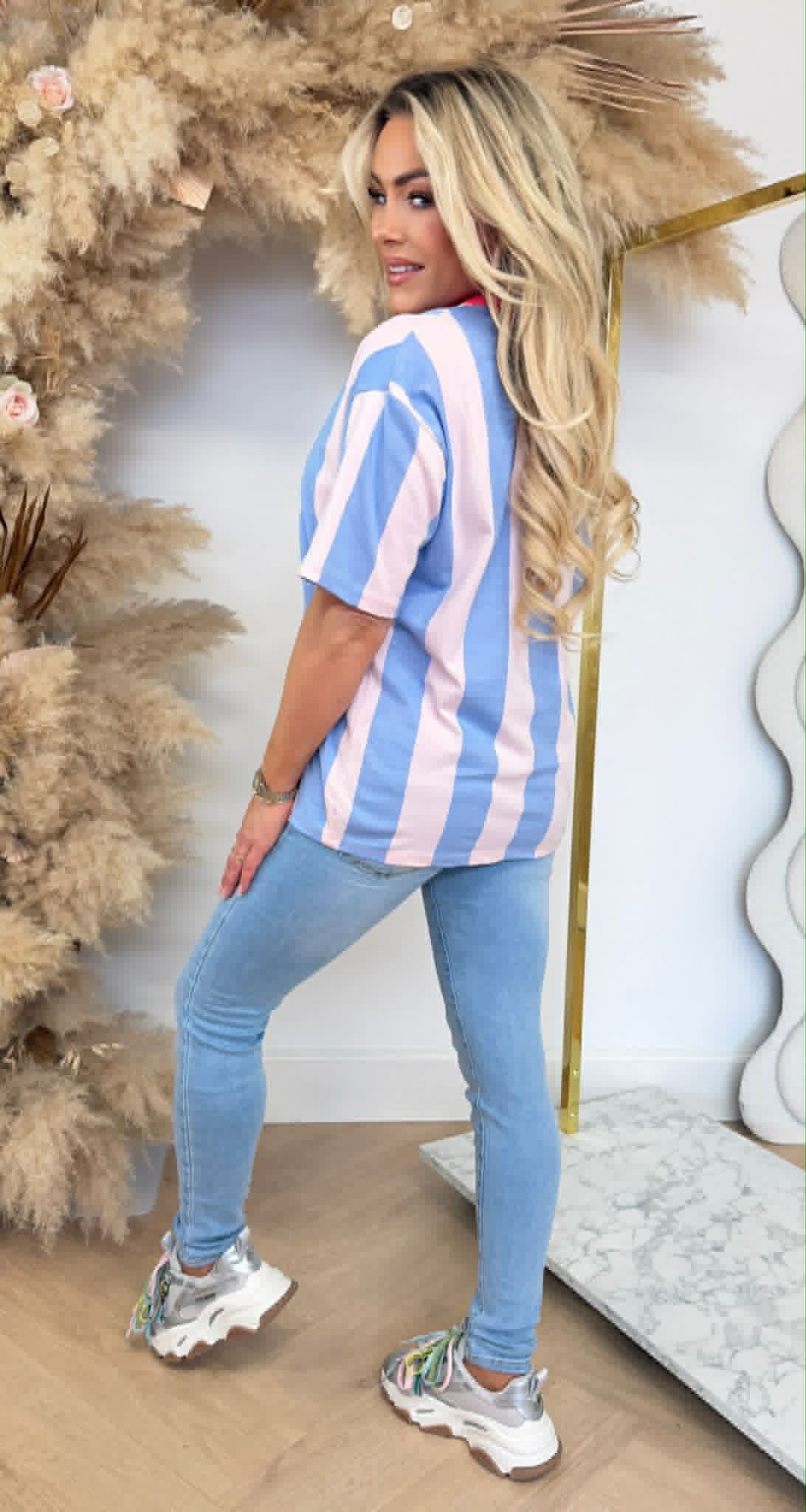 STRIPE NEON SHIRT 00196 BLUE