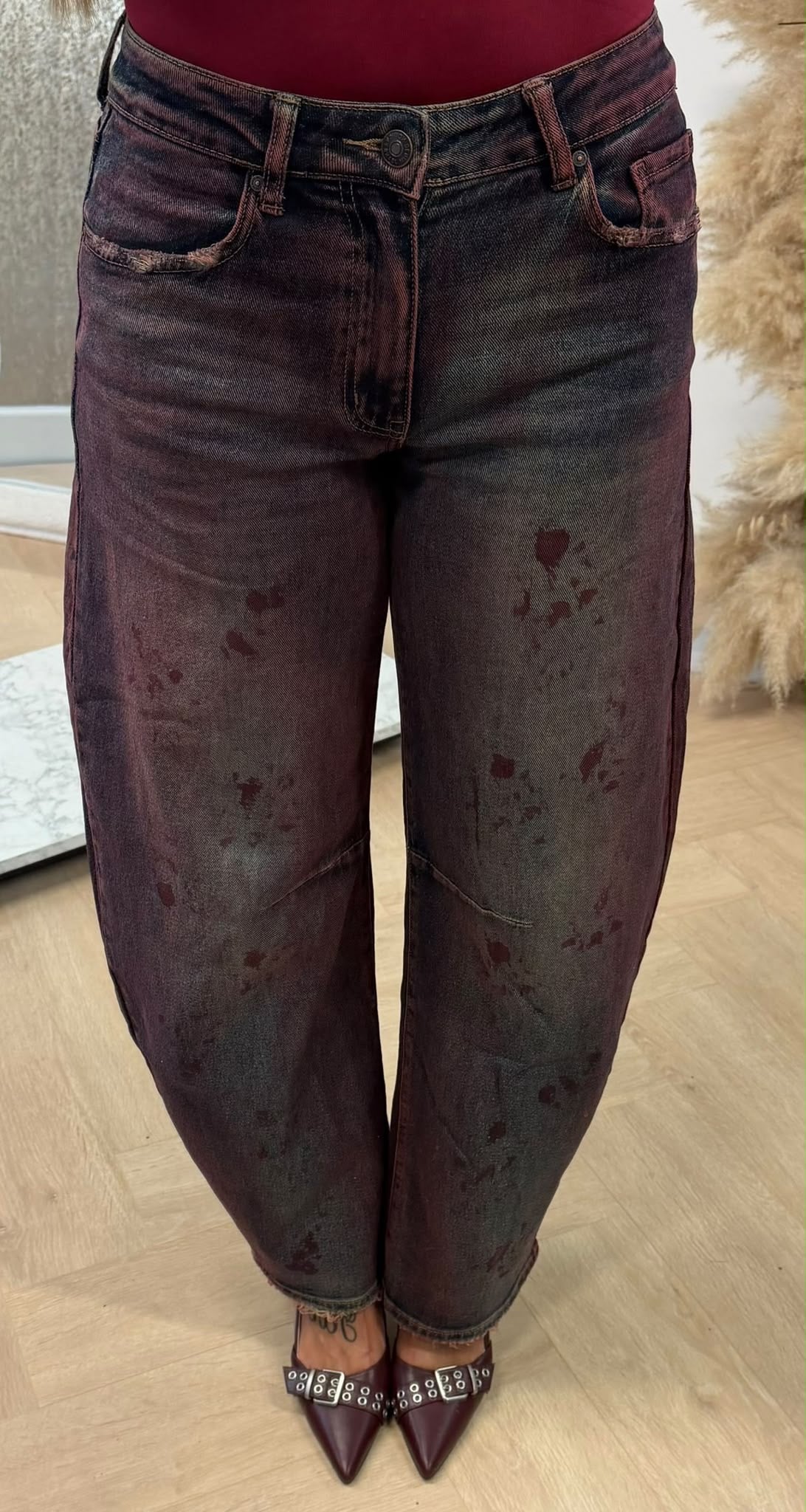 BARREL WASHING JEANS 5027 DENIM/BORDEAUX