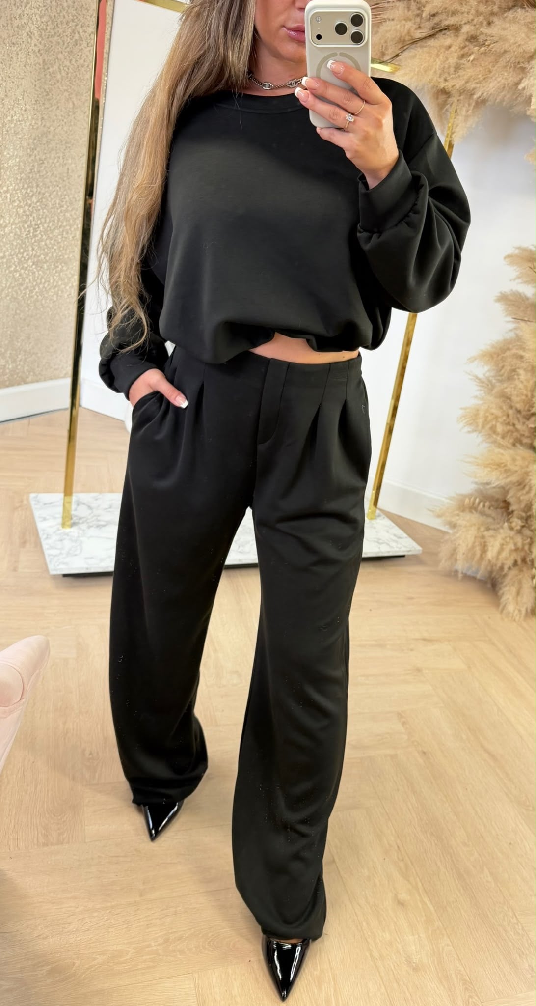 EVIE BASIC CROPPED SET BLACK