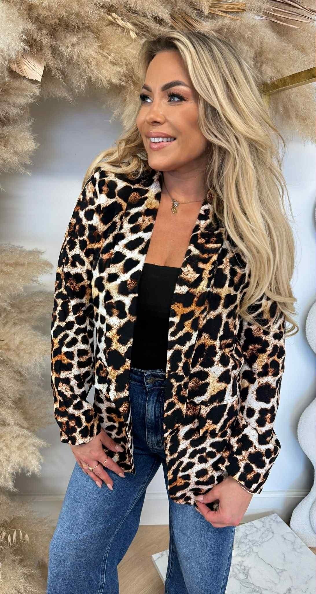 BLAZER ALL OVER LÉOPARD NOIR/BEIGE