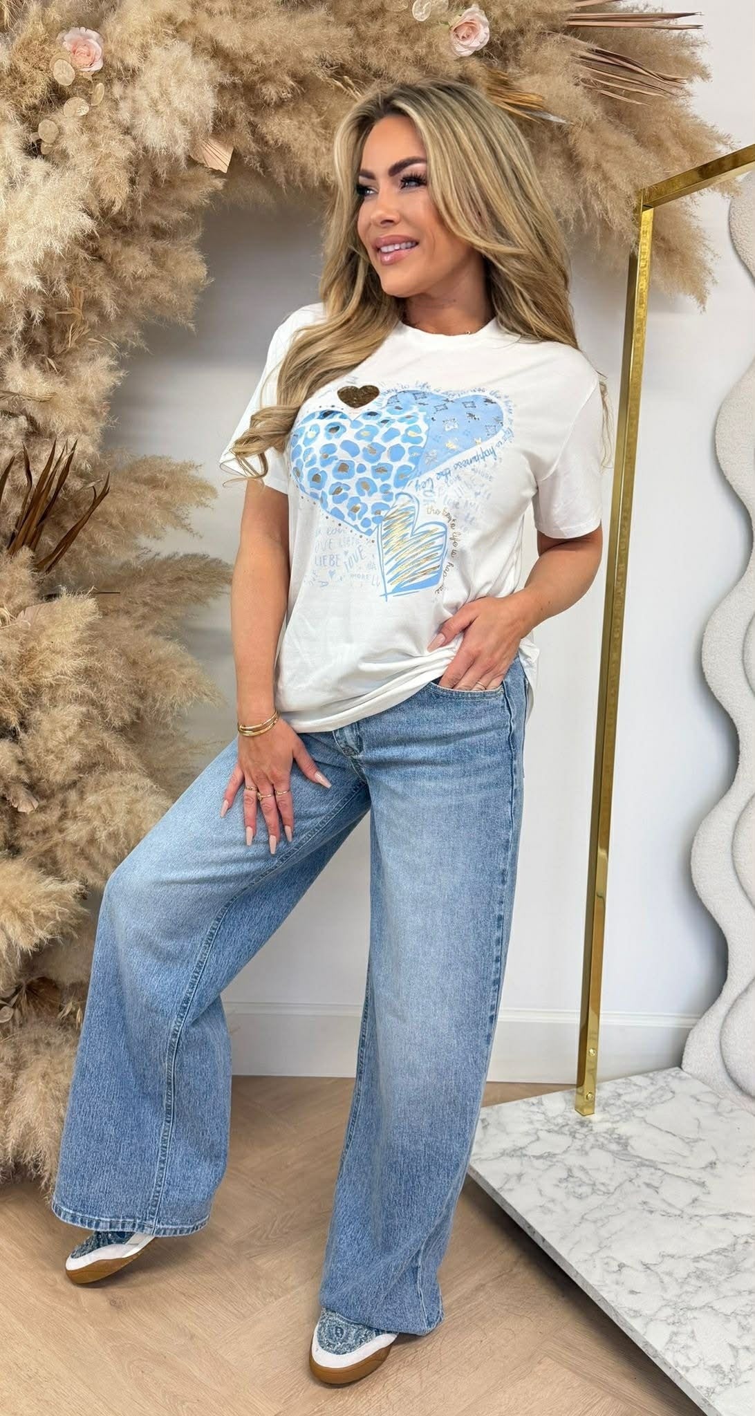 AMOR LOVE LIEBE PRINT TEE *L* BLAU