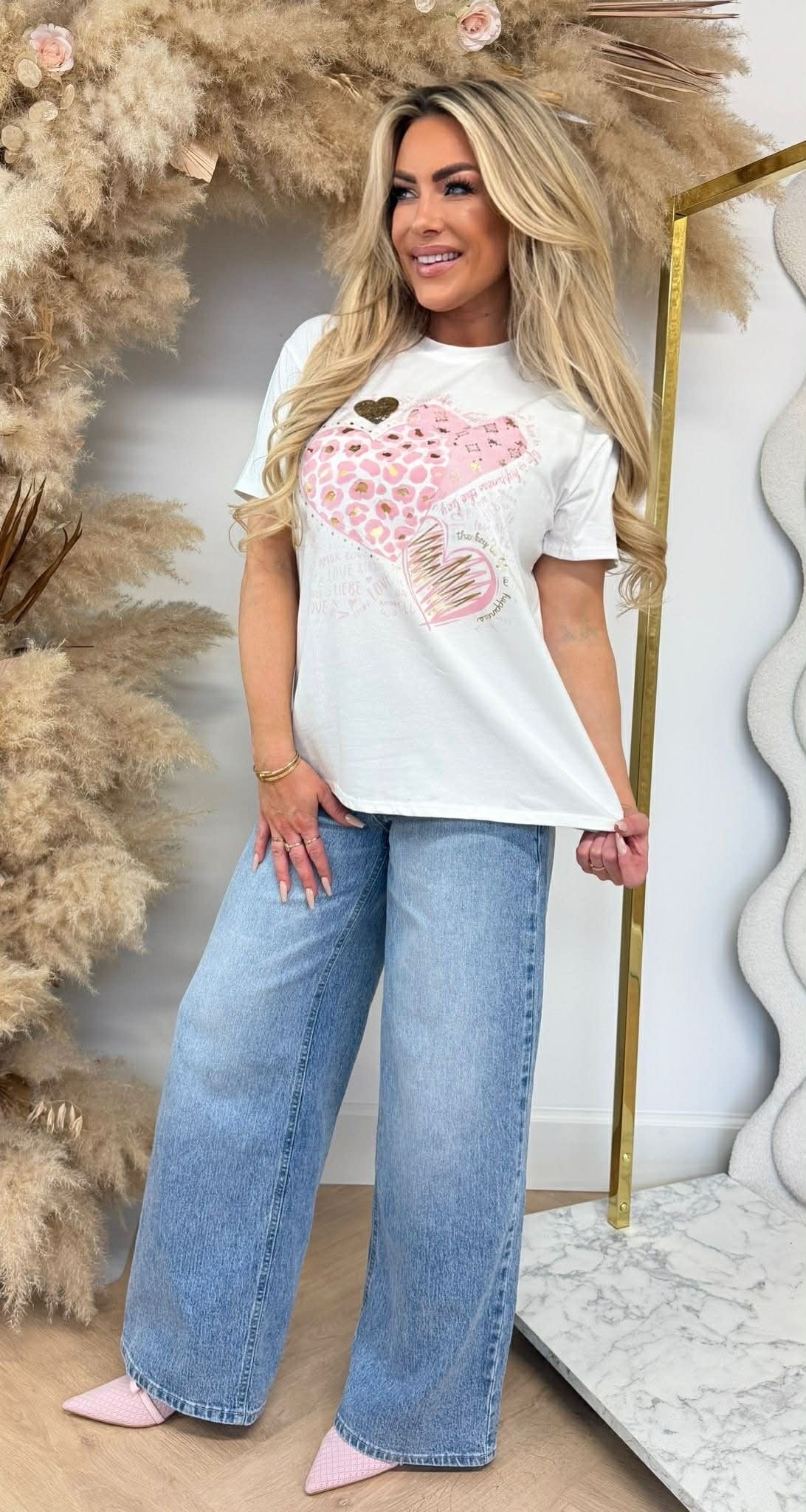 AMOR LOVE LIEBE PRINT TEE *L* PINK