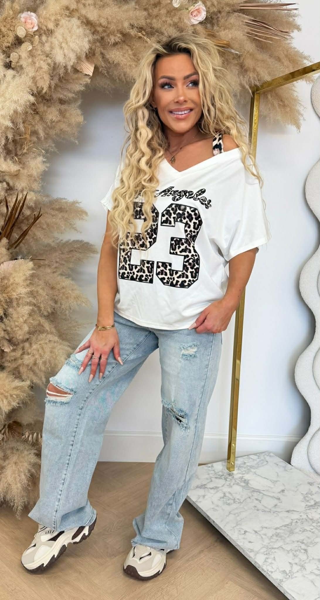 ANOUK LE LÉOPARD 23 T-SHIRT BLANC CASSÉ