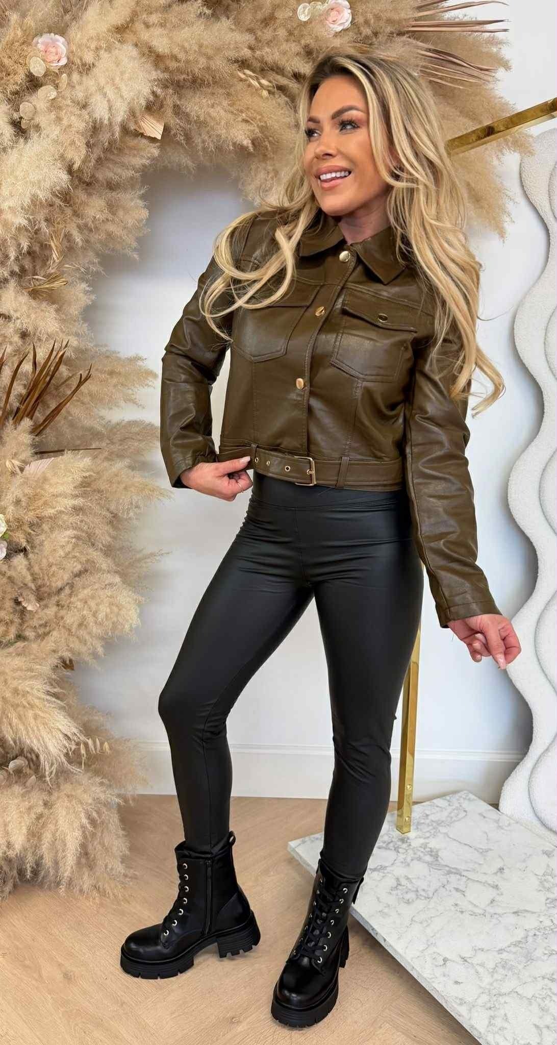 BLOUSON ASHLEY EFFET CUIR 983 CHOCO