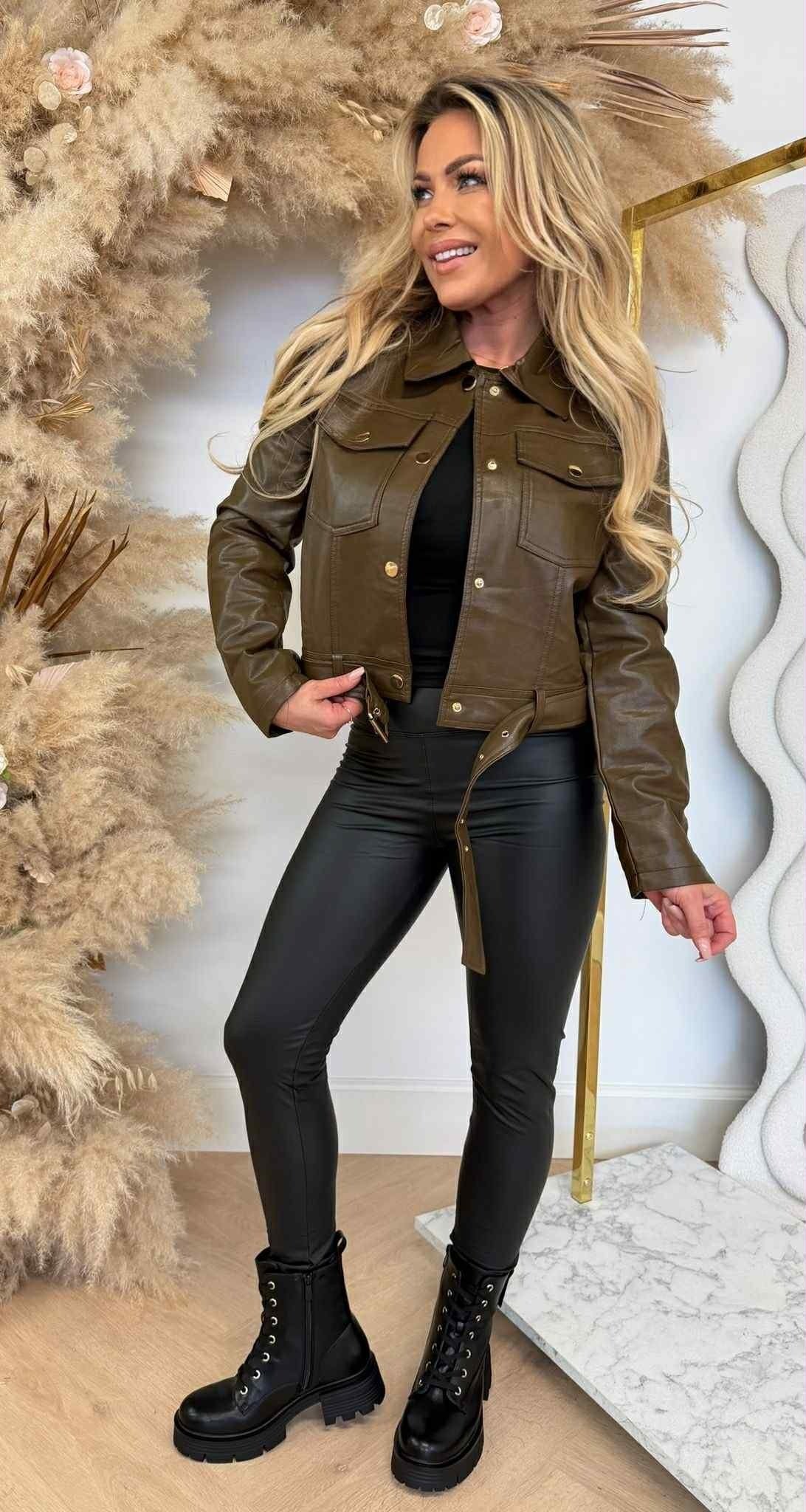 BLOUSON ASHLEY EFFET CUIR 983 CHOCO