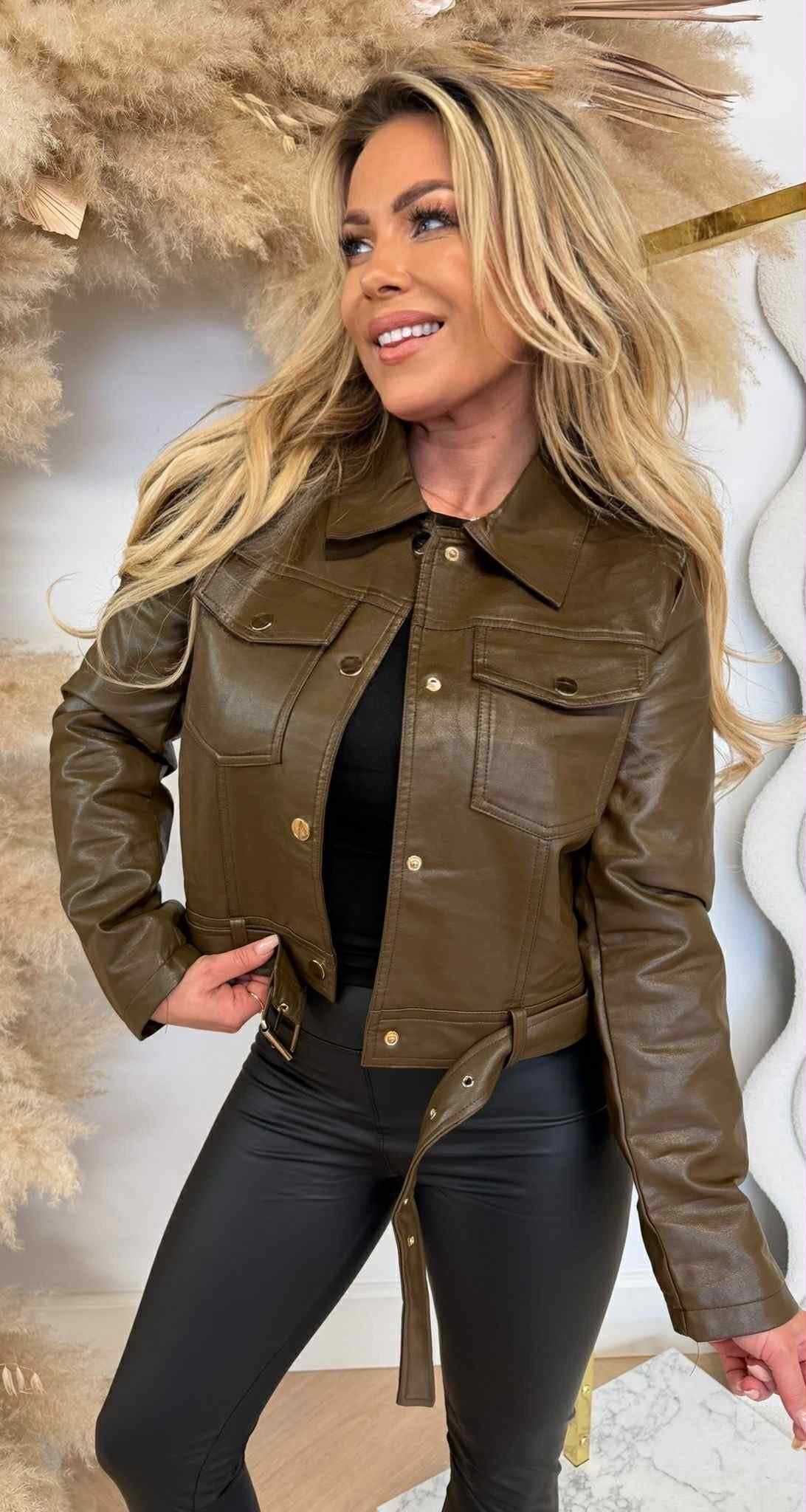 BLOUSON ASHLEY EFFET CUIR 983 CHOCO